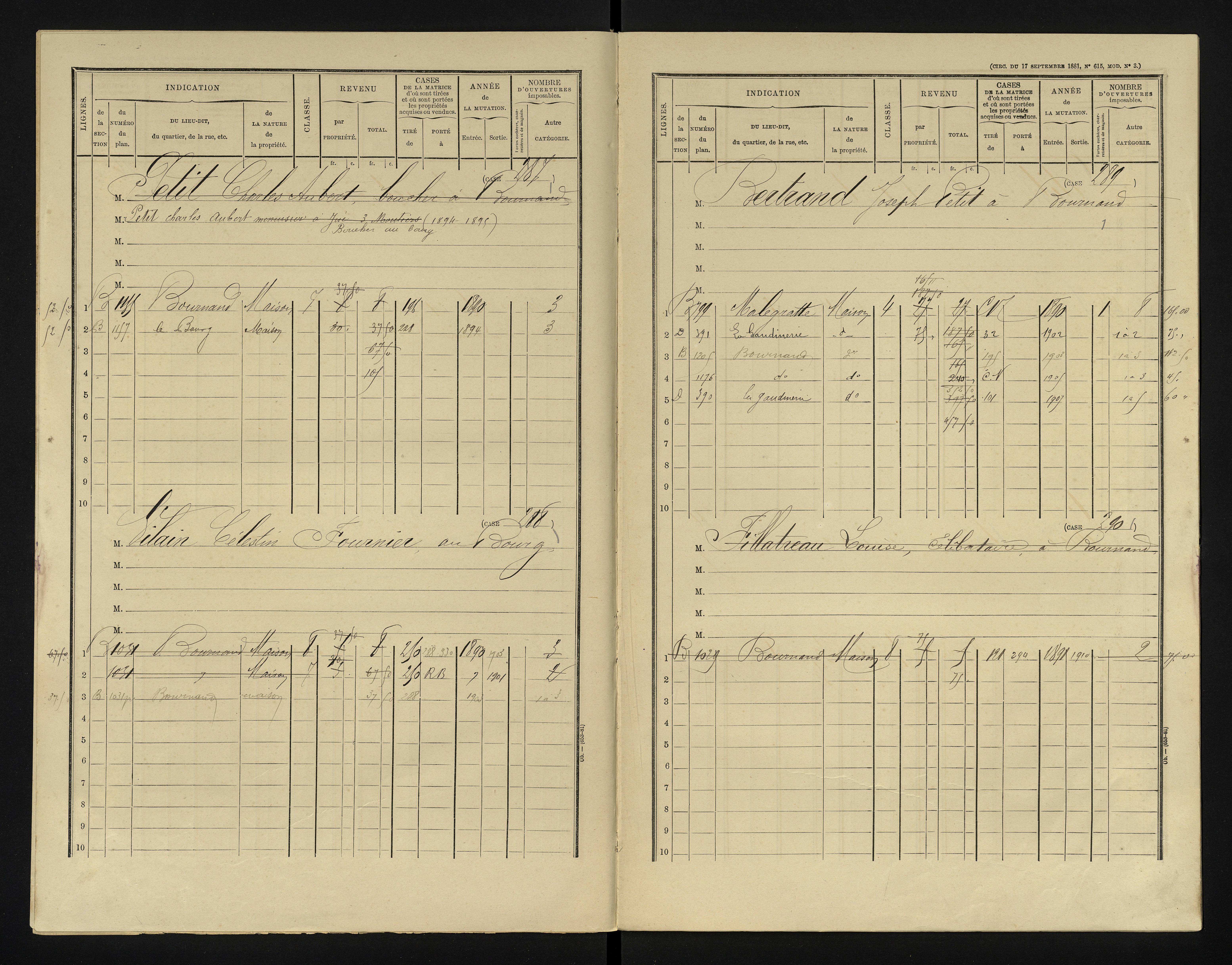 Bournand - FRAD086_cadastre Cases 1-344 