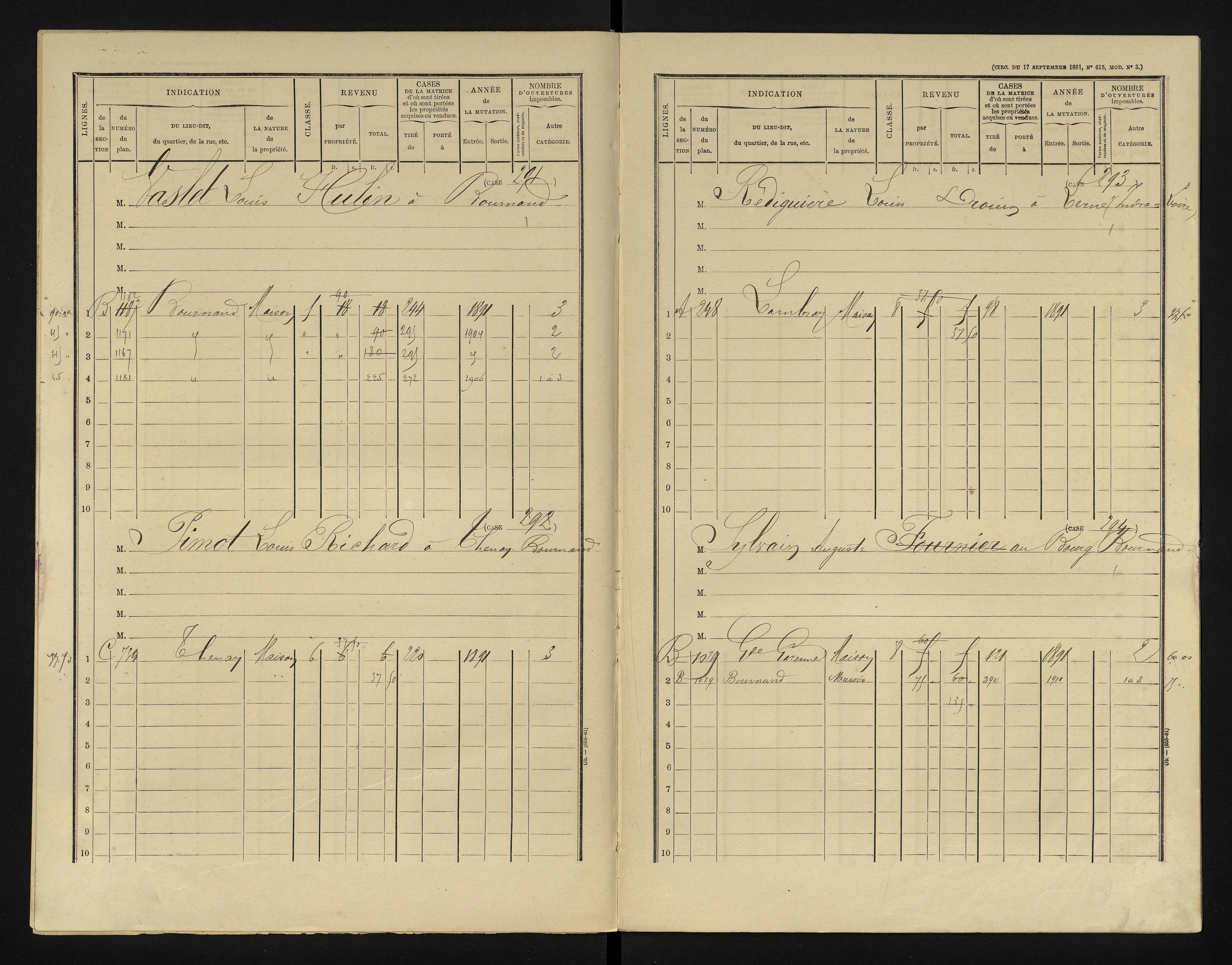 Bournand - FRAD086_cadastre Cases 1-344 