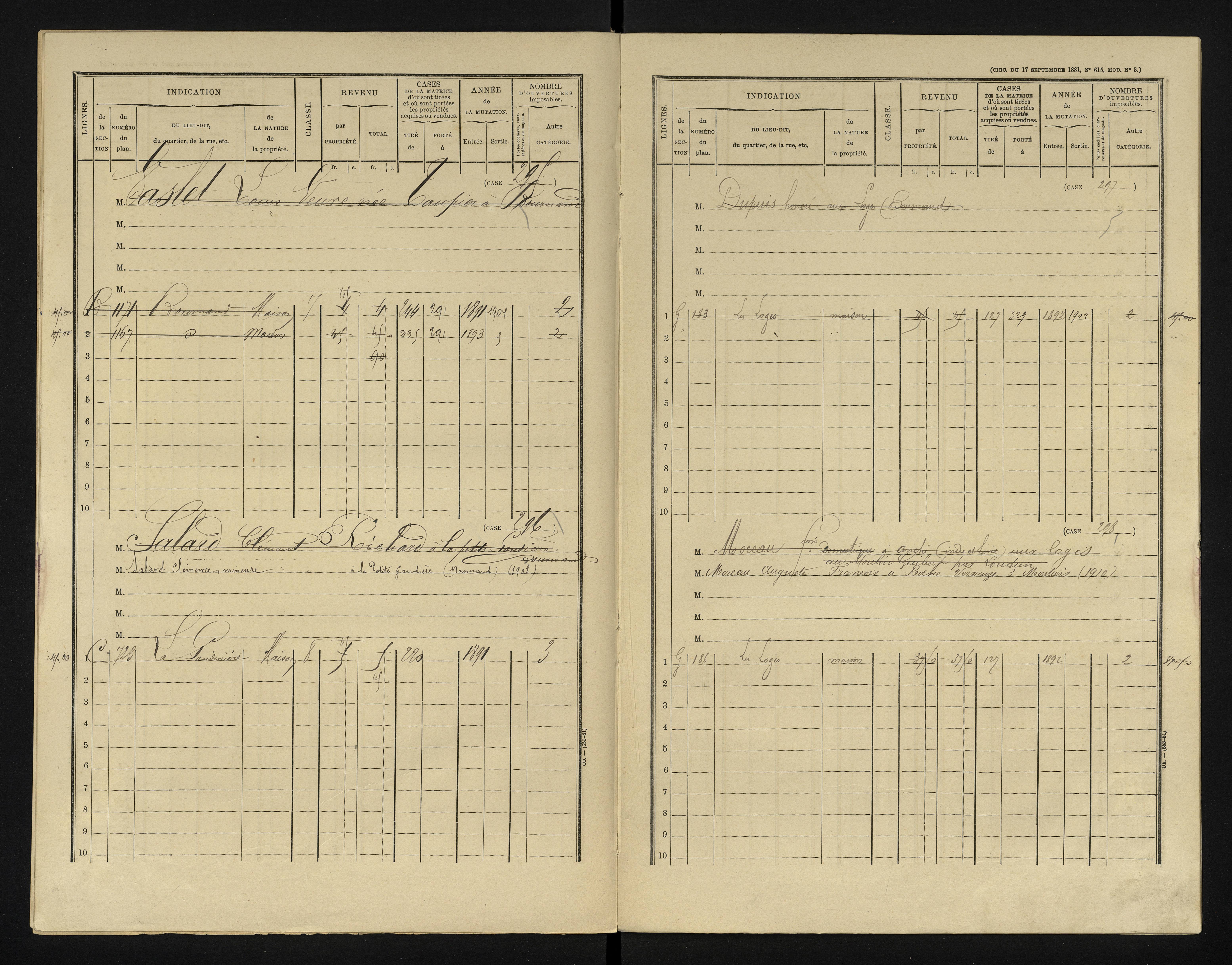 Bournand - FRAD086_cadastre Cases 1-344 