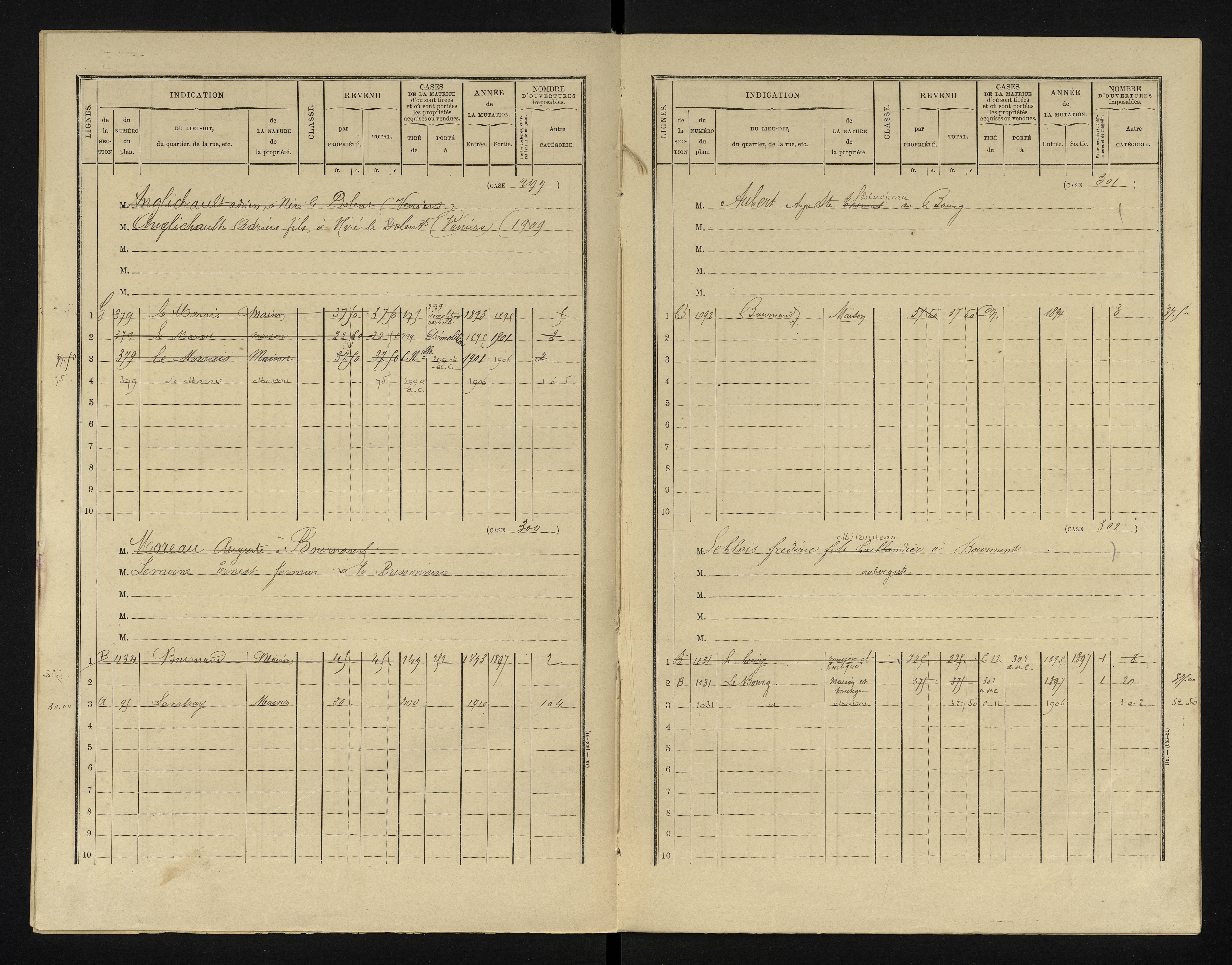 Bournand - FRAD086_cadastre Cases 1-344 