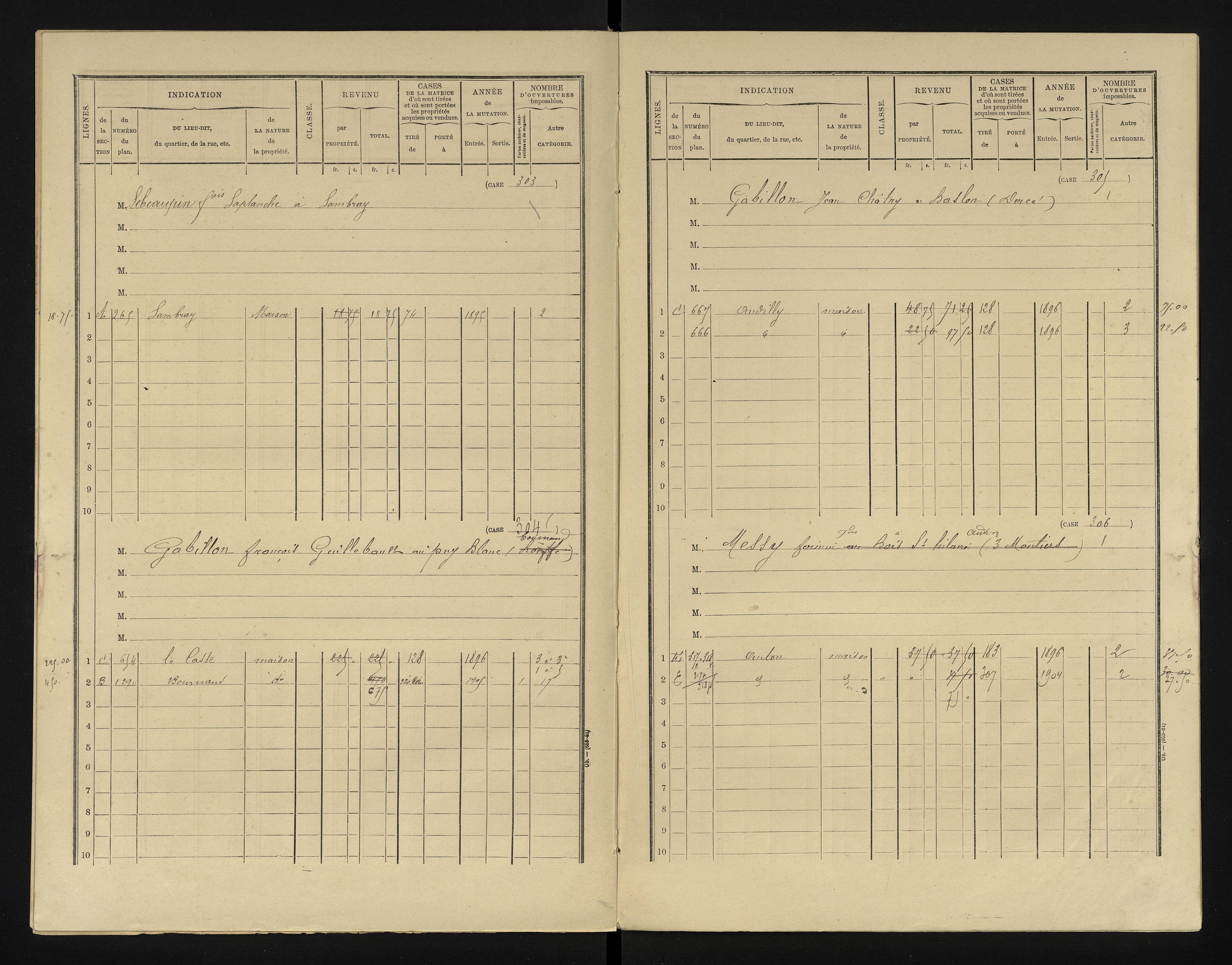 Bournand - FRAD086_cadastre Cases 1-344 