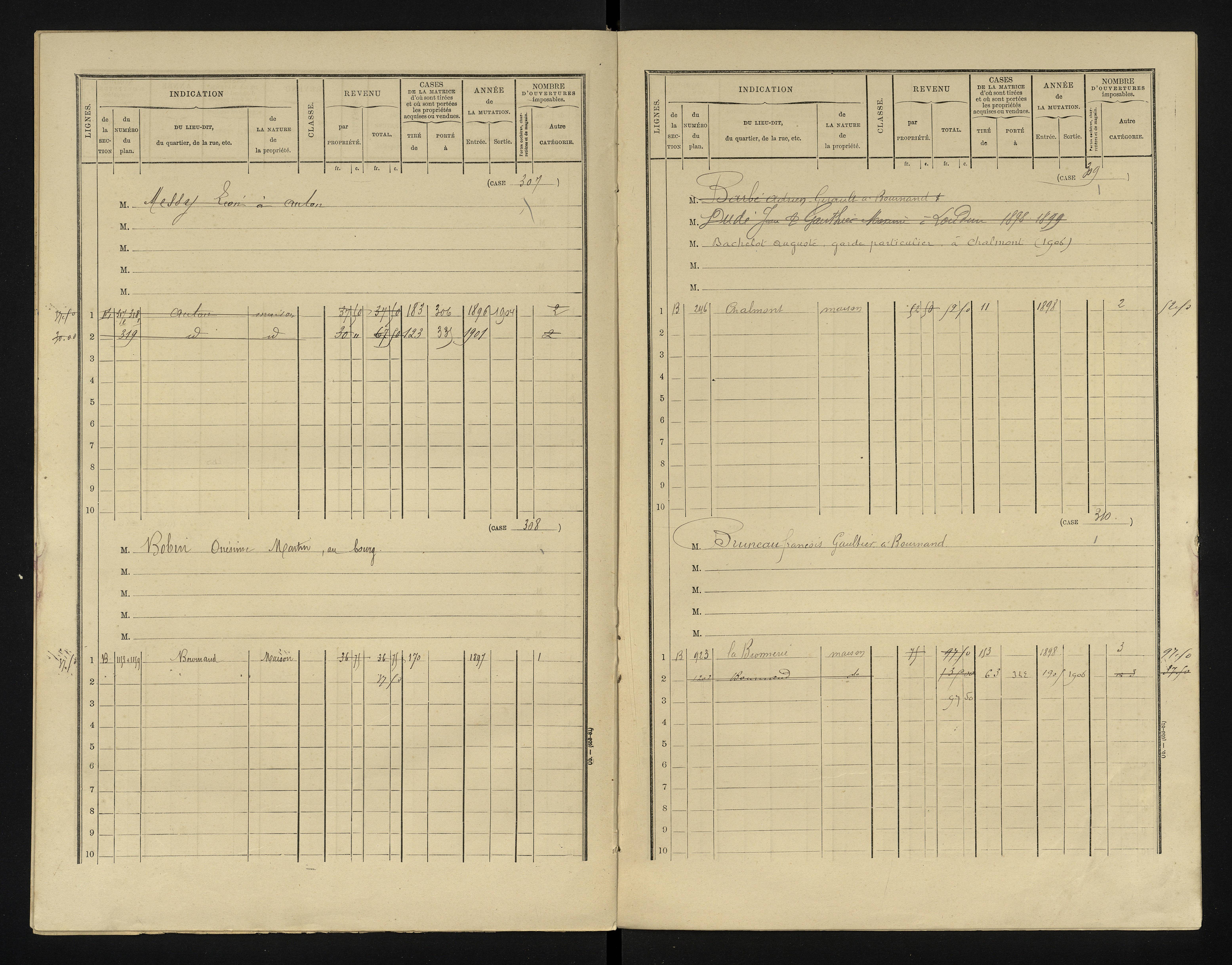 Bournand - FRAD086_cadastre Cases 1-344 