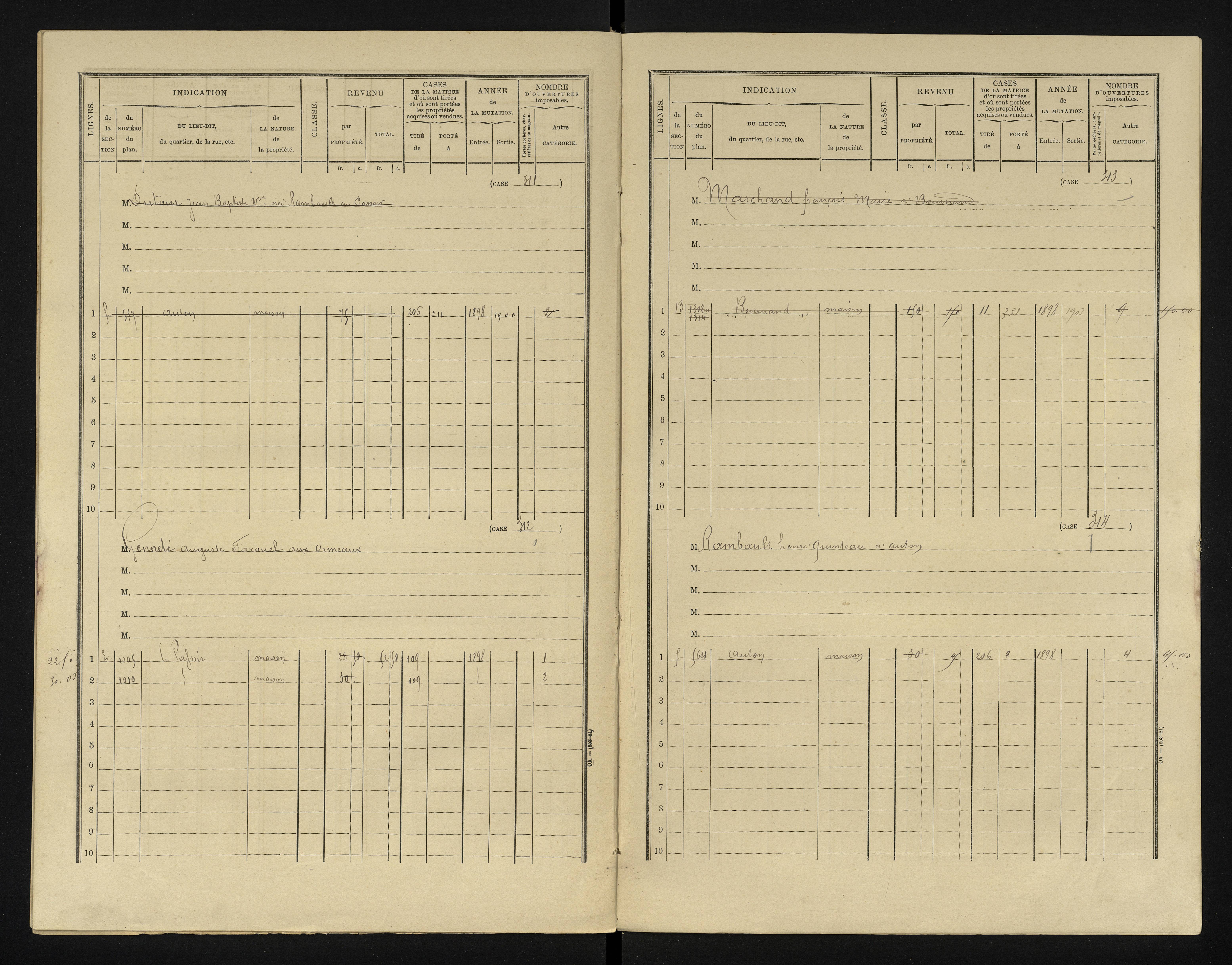 Bournand - FRAD086_cadastre Cases 1-344 