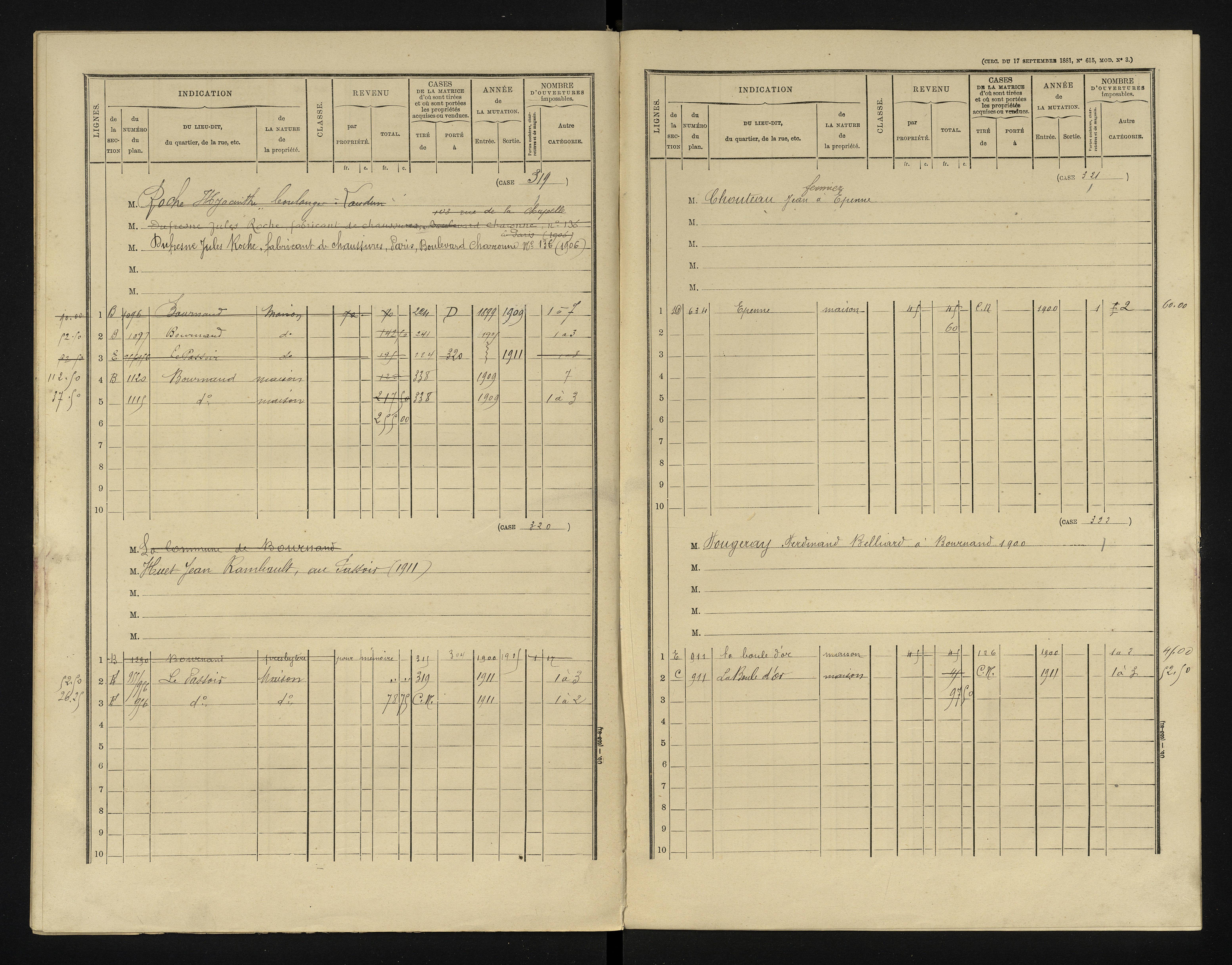 Bournand - FRAD086_cadastre Cases 1-344 