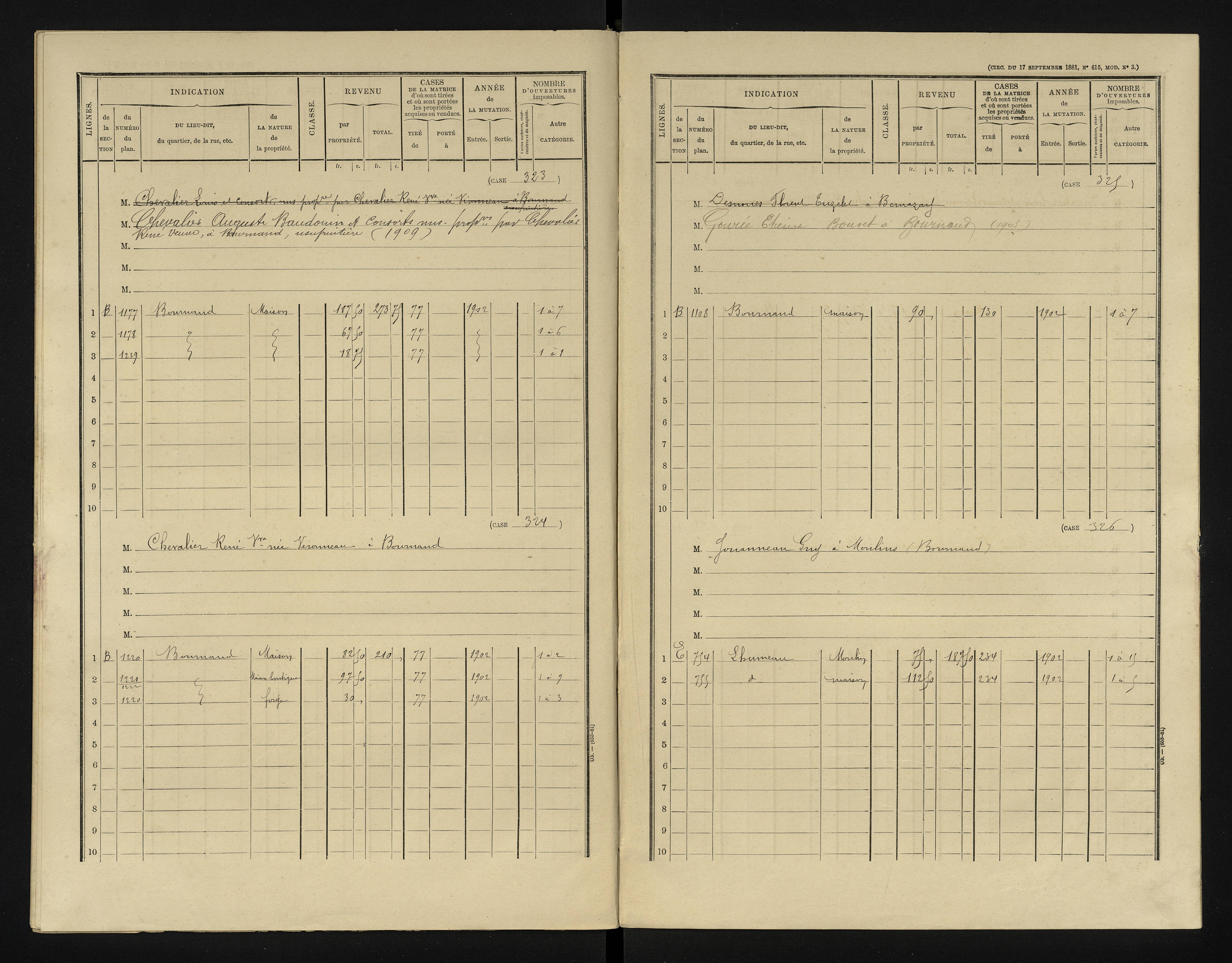 Bournand - FRAD086_cadastre Cases 1-344 