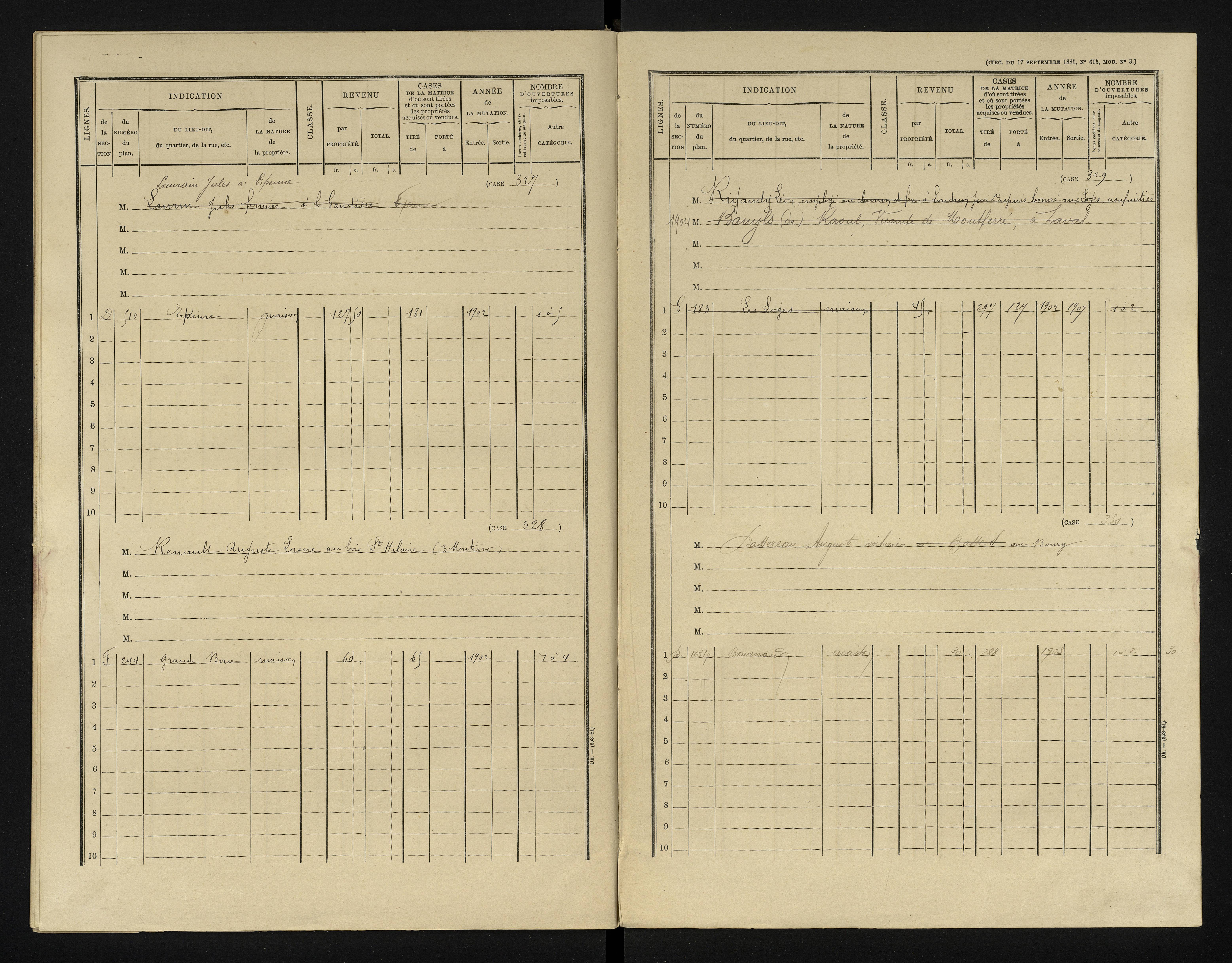 Bournand - FRAD086_cadastre Cases 1-344 
