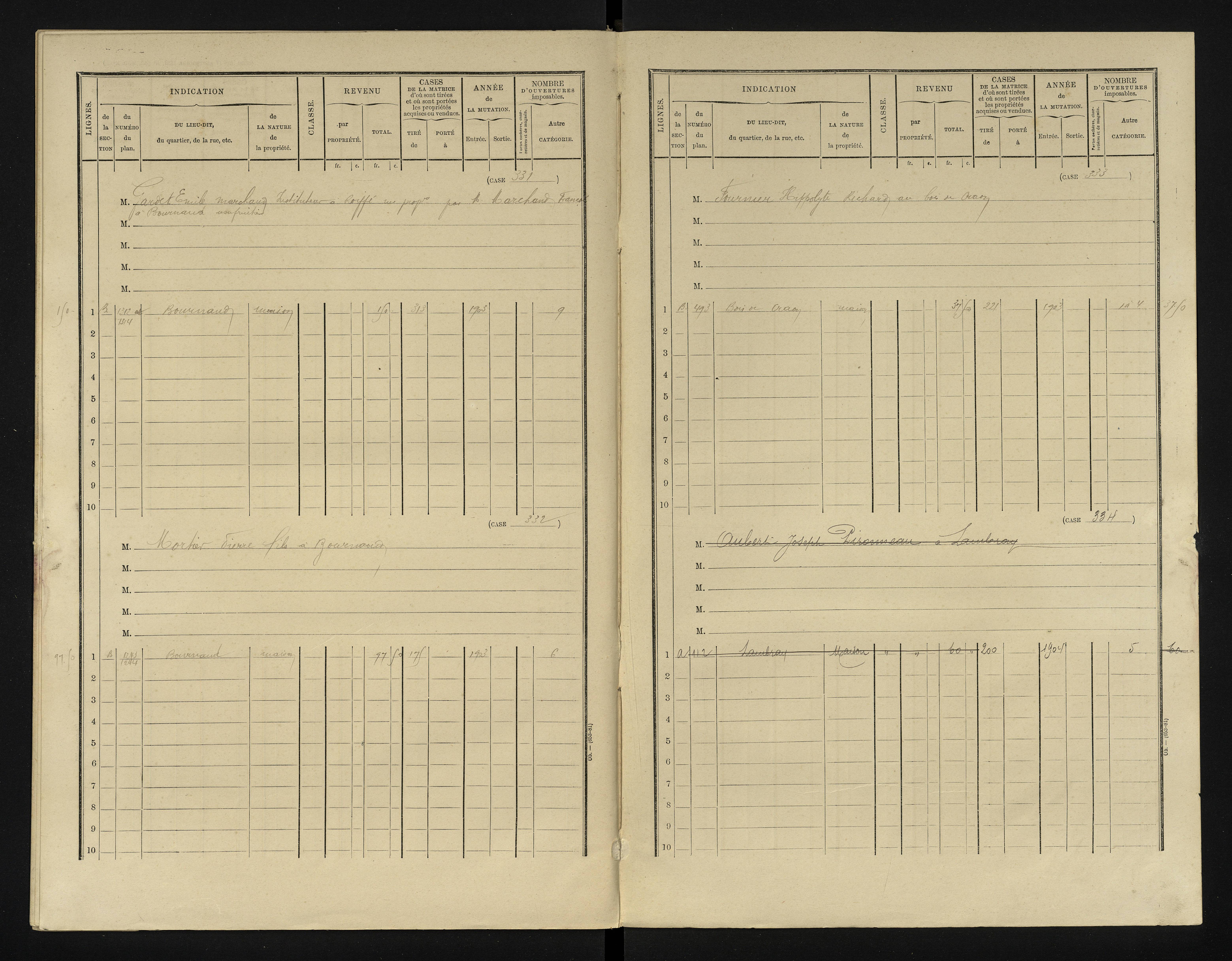 Bournand - FRAD086_cadastre Cases 1-344 
