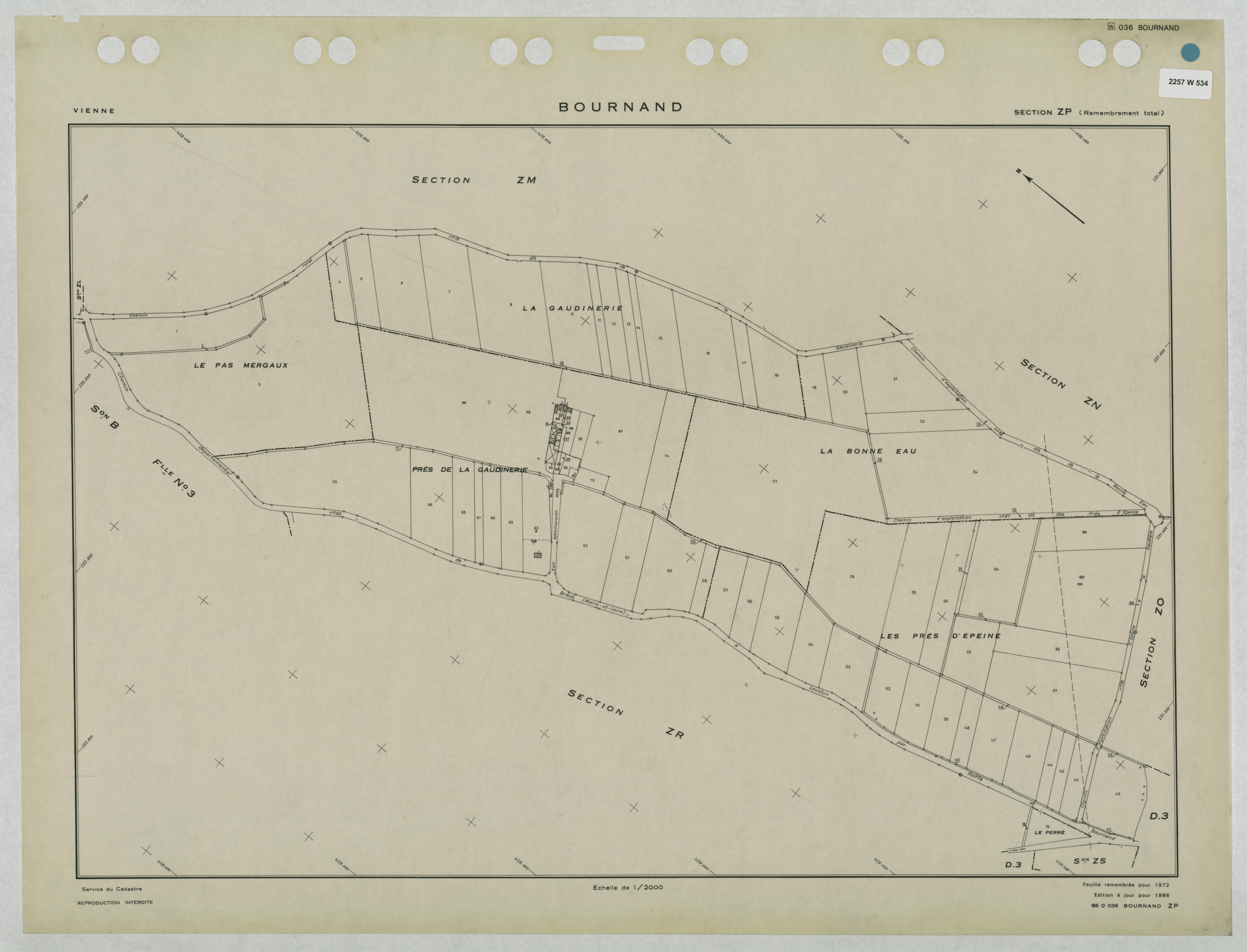 Bournand - FRAD086_cadastre Plans remembrés 