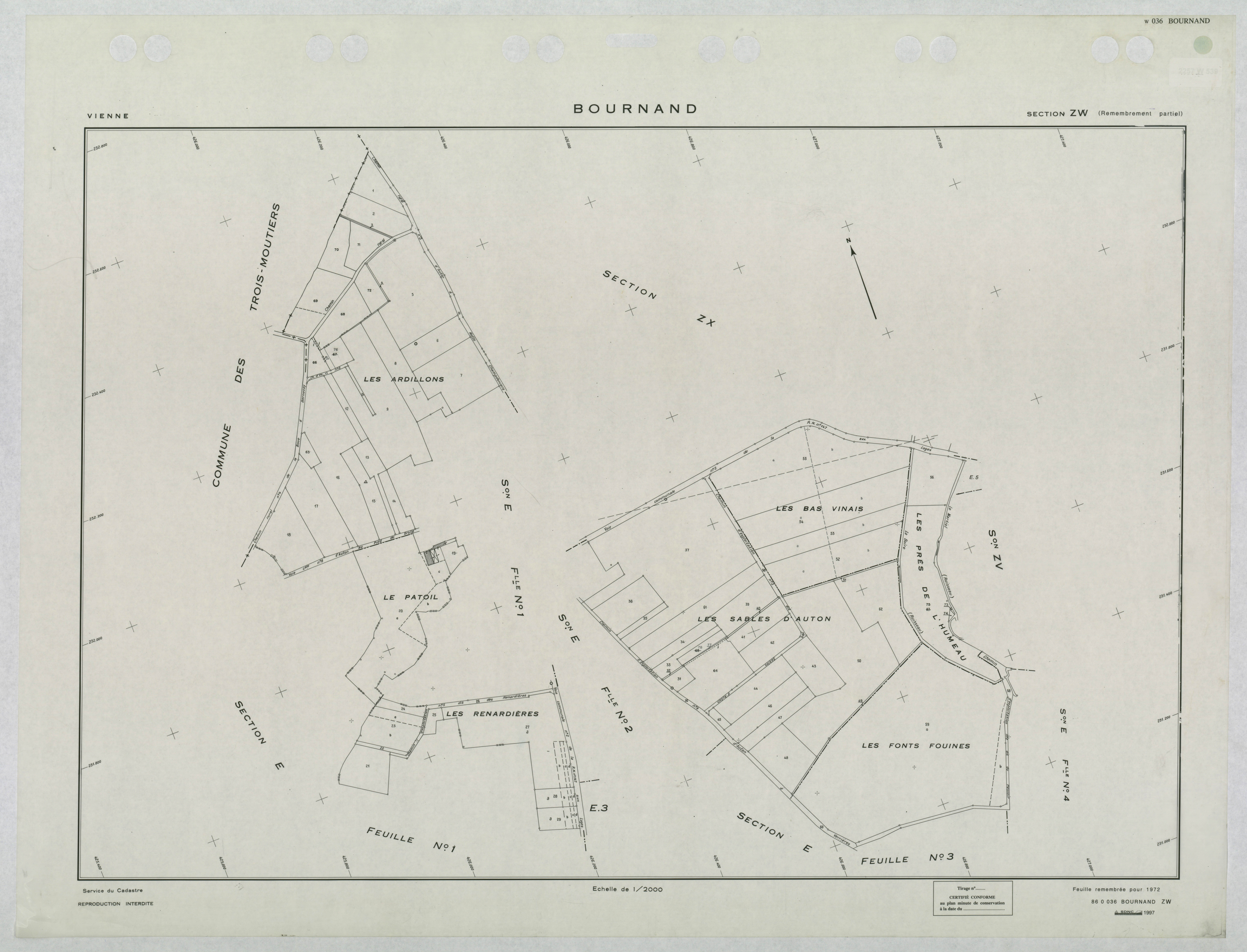 Bournand - FRAD086_cadastre Plans remembrés 