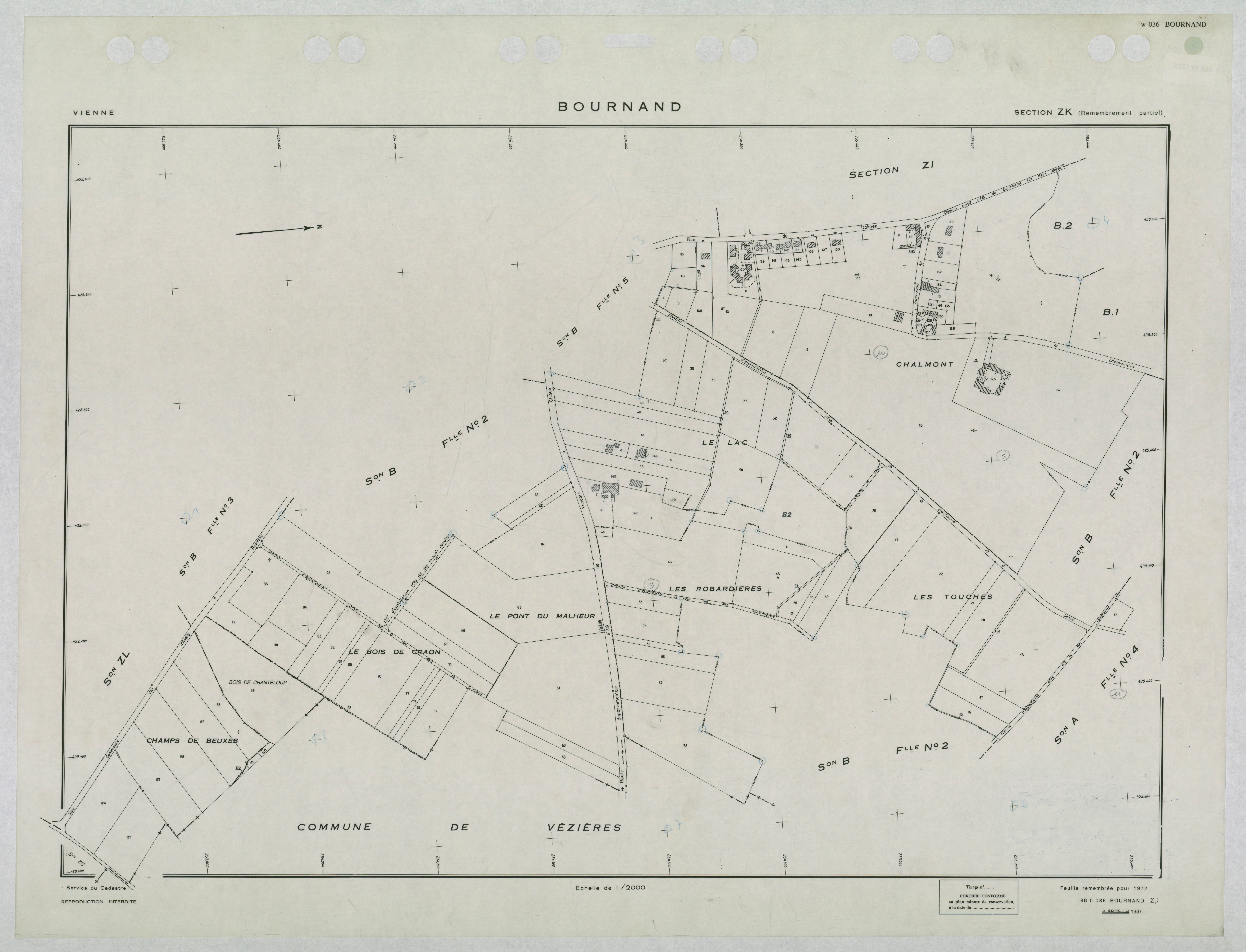 Bournand - FRAD086_cadastre Plans remembrés 