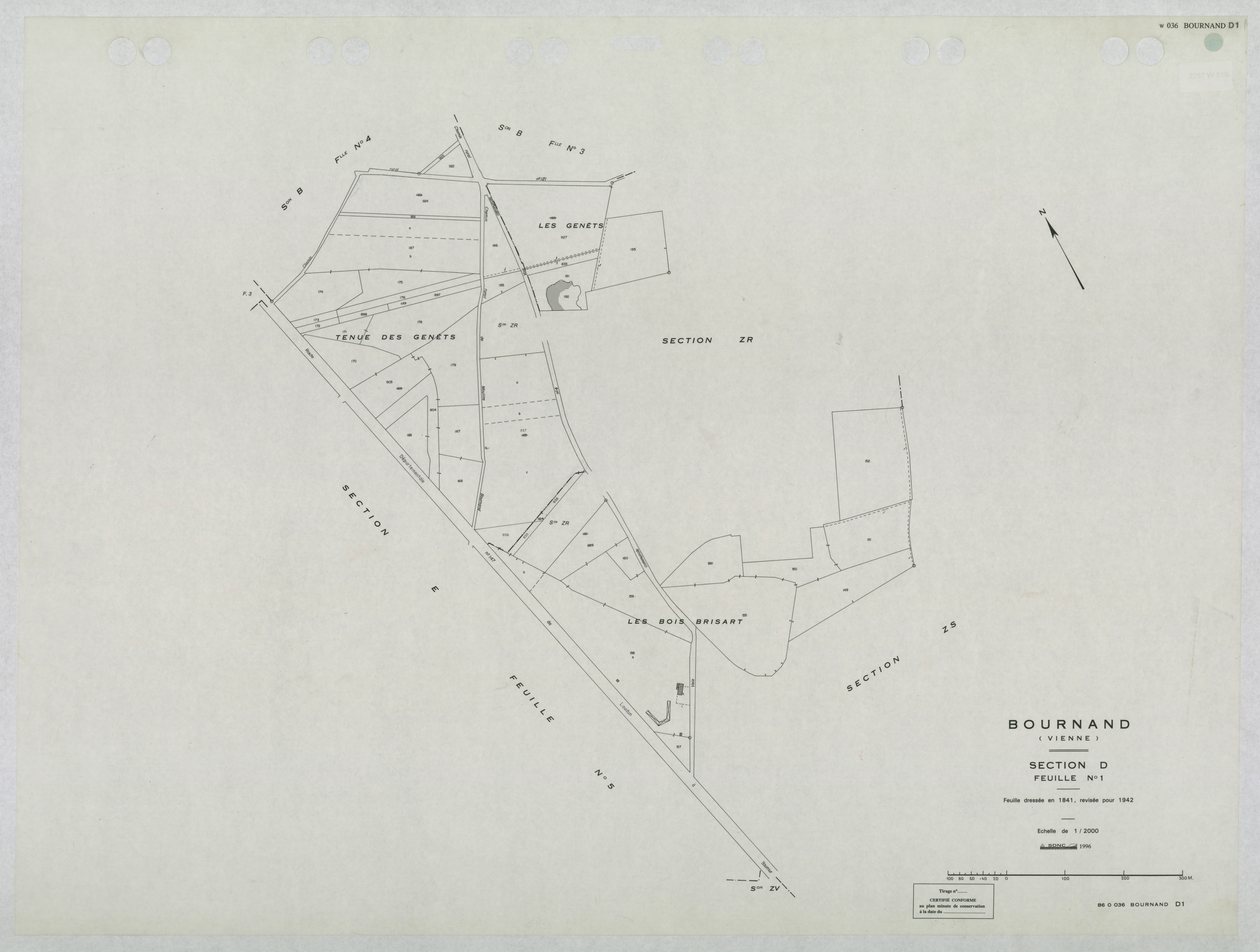 Bournand - FRAD086_cadastre Plans mis à jour 