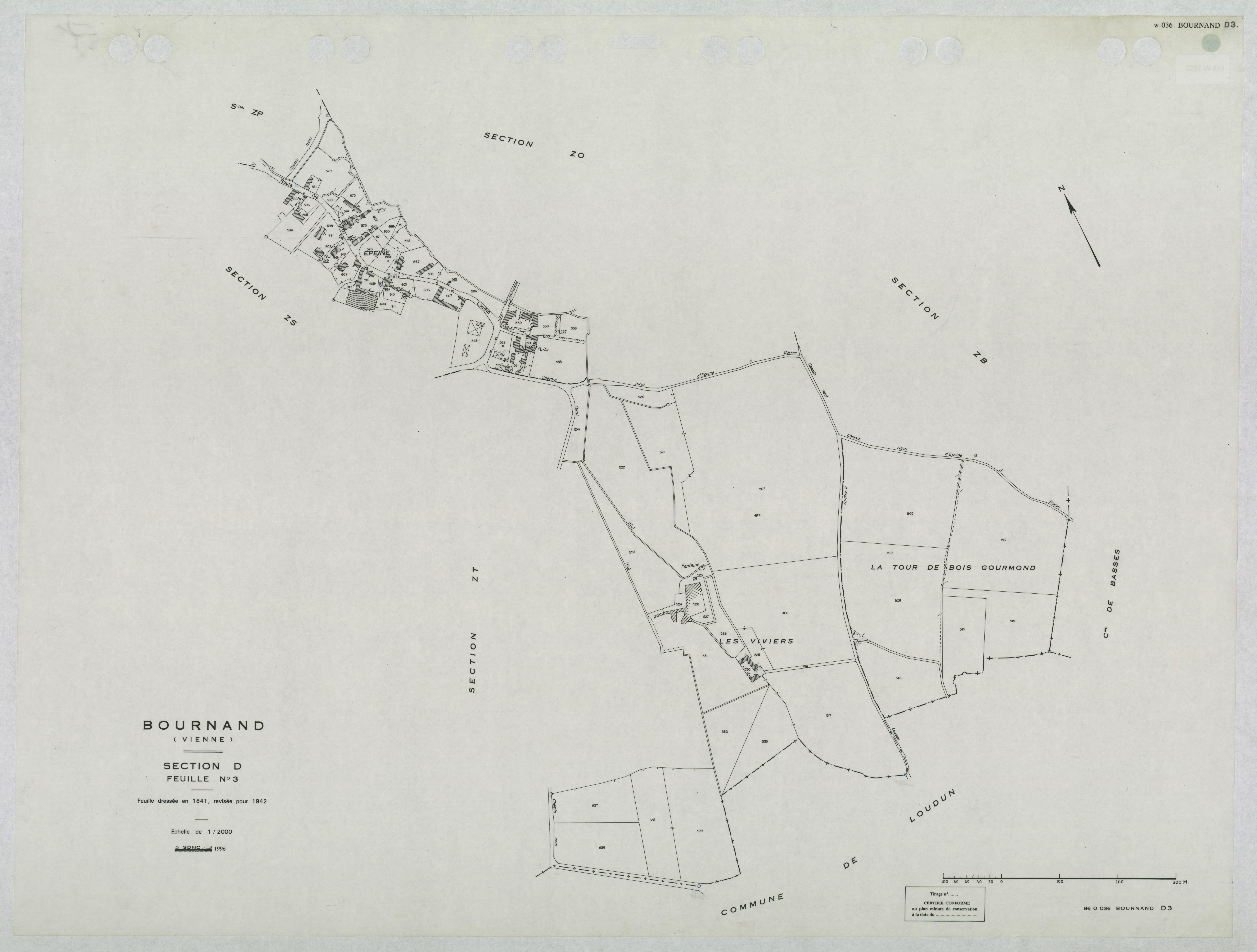 Bournand - FRAD086_cadastre Plans mis à jour 