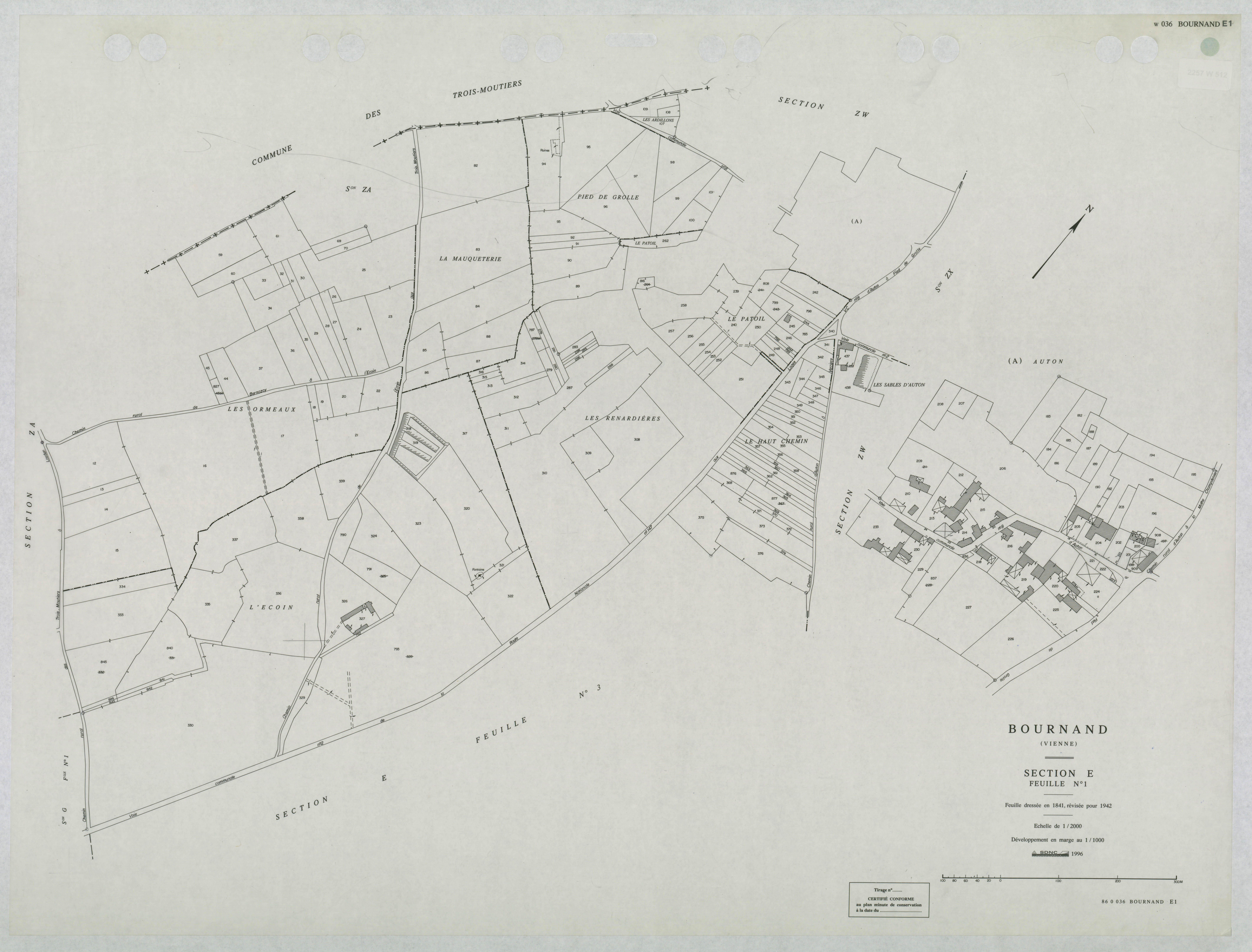 Bournand - FRAD086_cadastre Plans mis à jour 