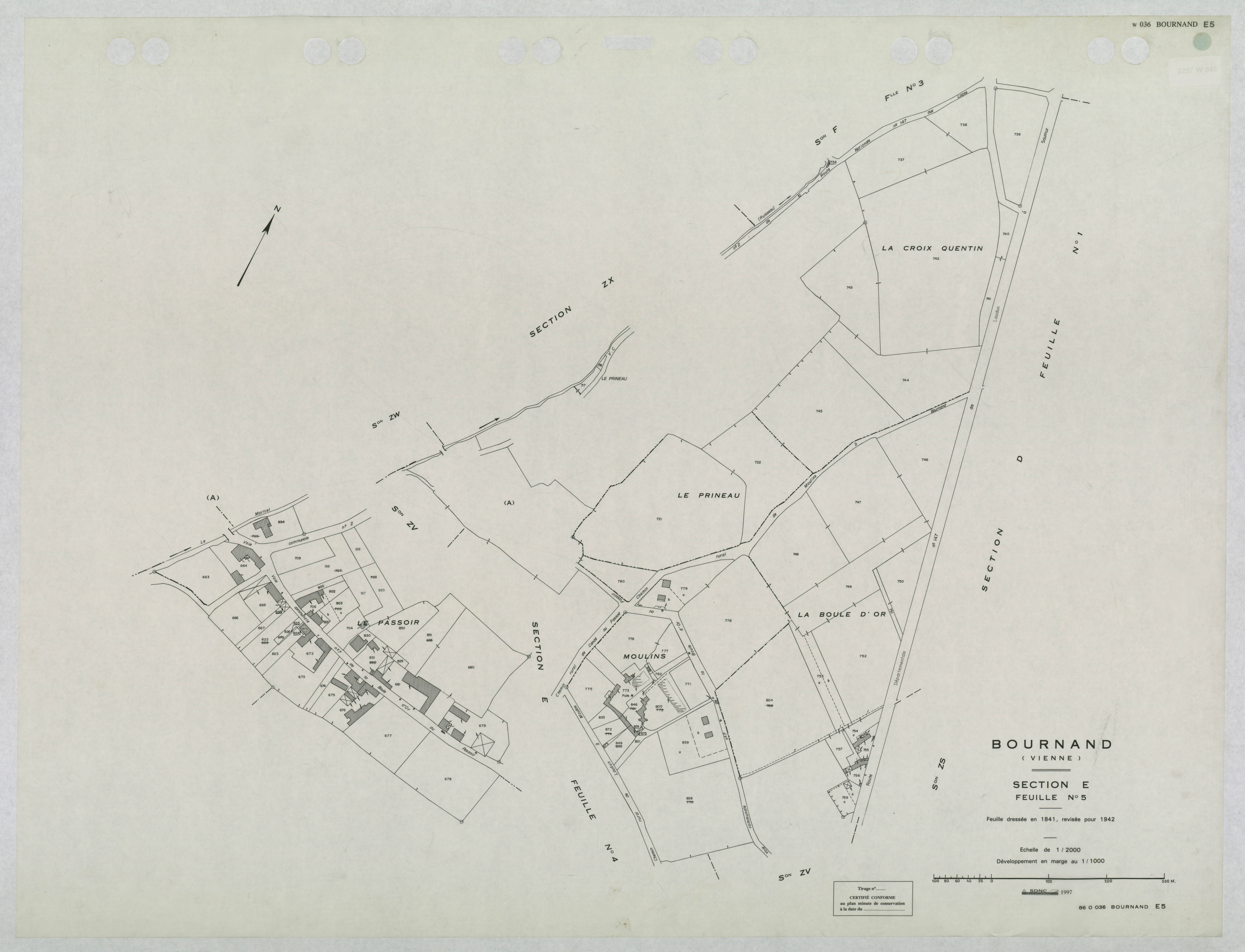 Bournand - FRAD086_cadastre Plans mis à jour 