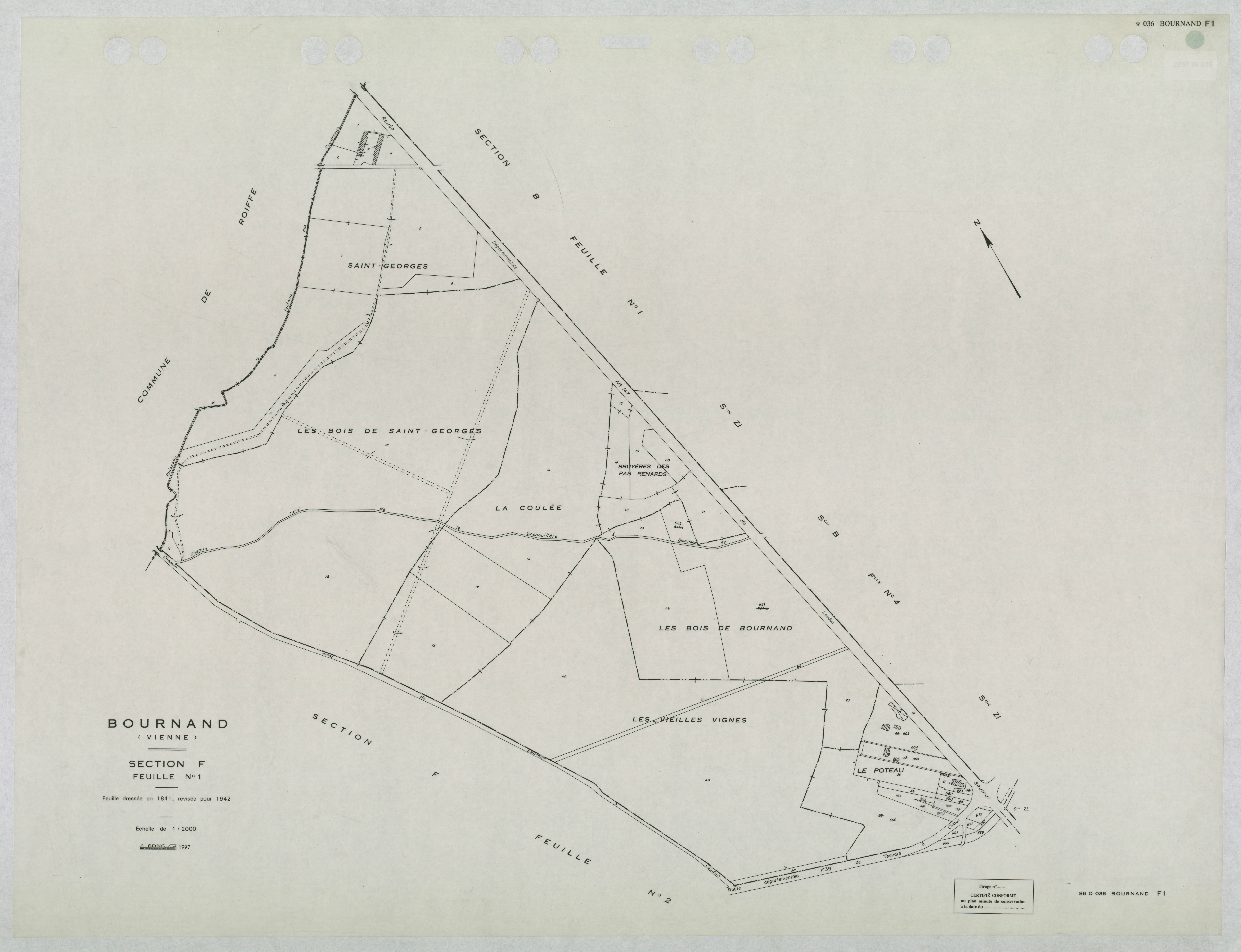 Bournand - FRAD086_cadastre Plans mis à jour 