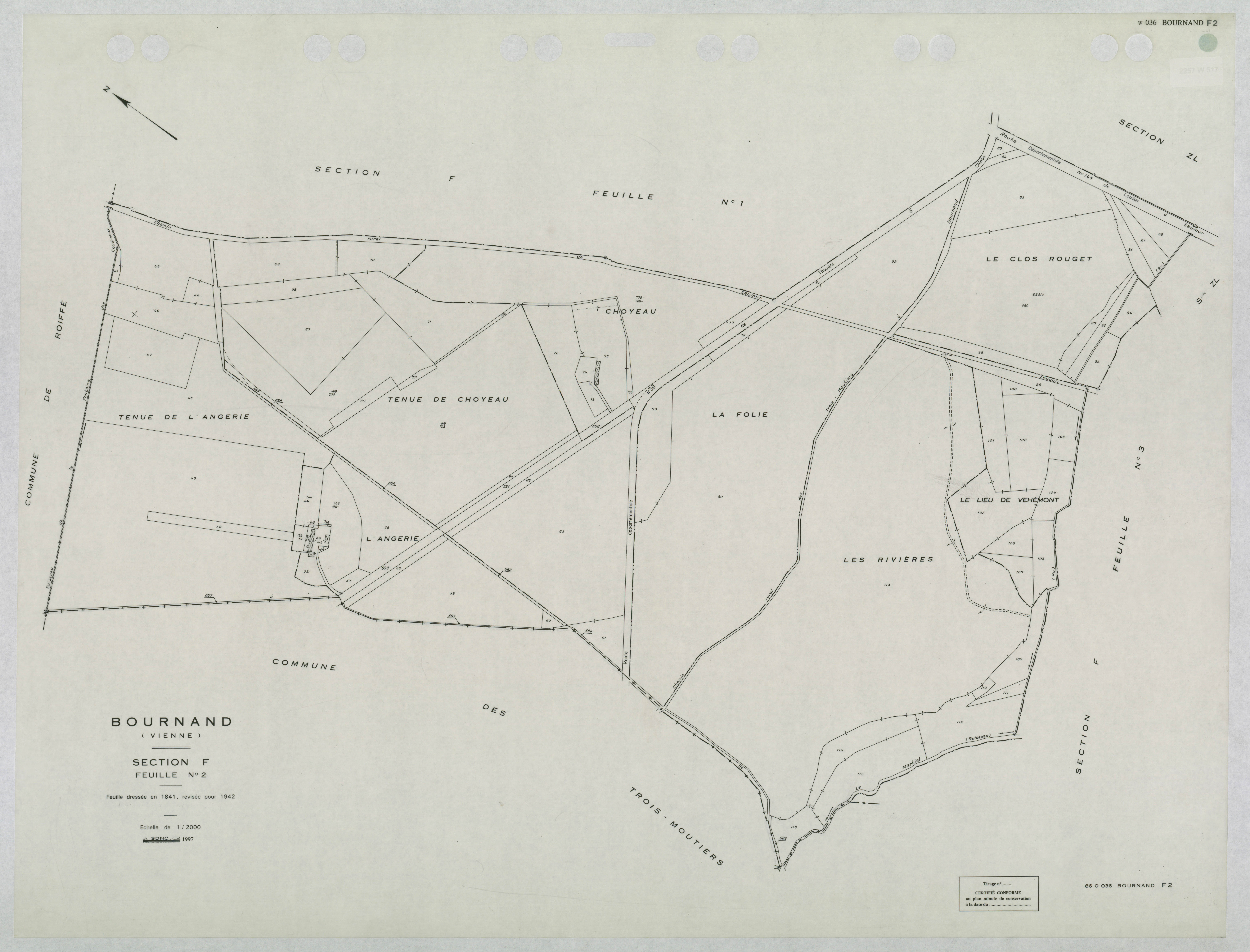Bournand - FRAD086_cadastre Plans mis à jour 