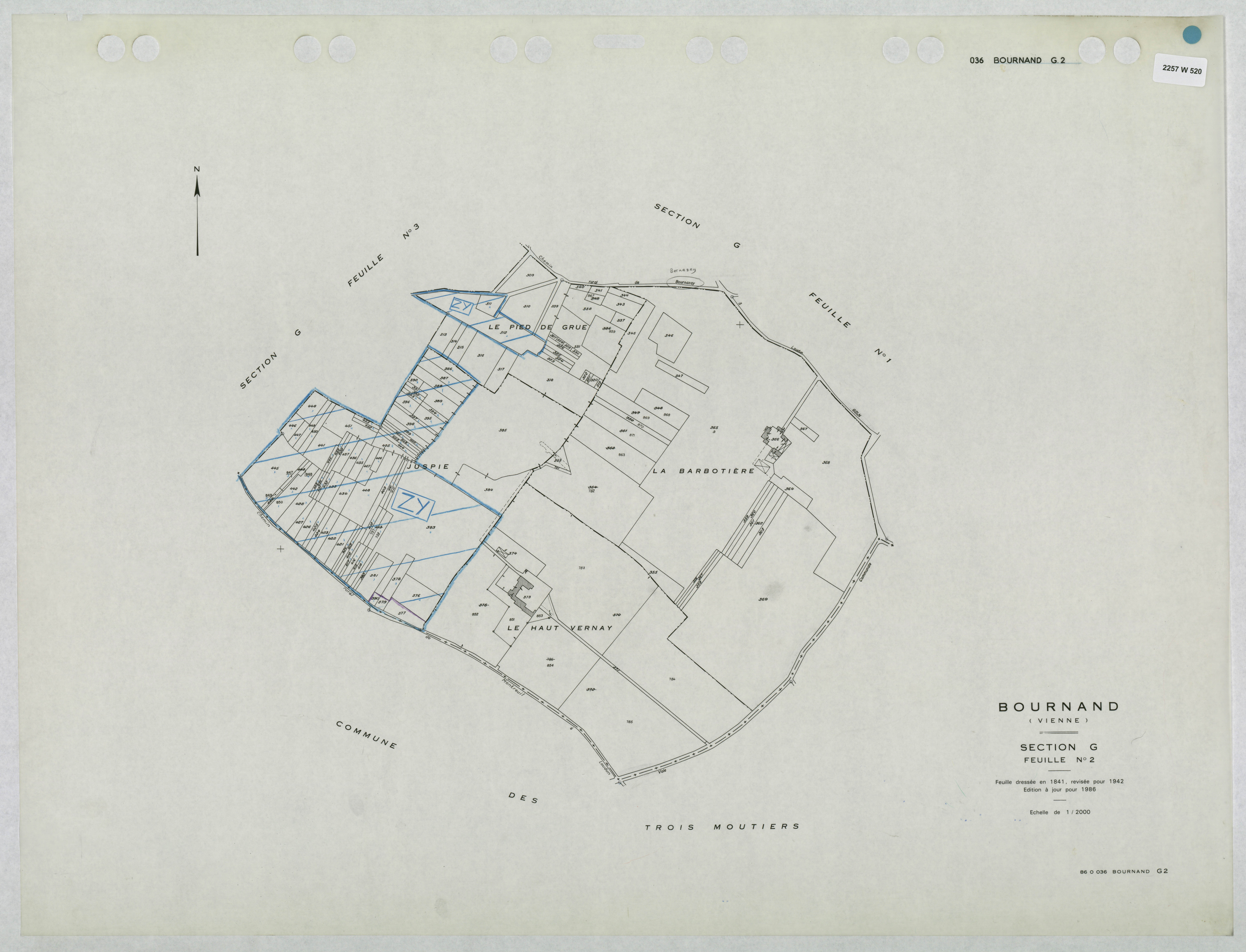 Bournand - FRAD086_cadastre Plans mis à jour 