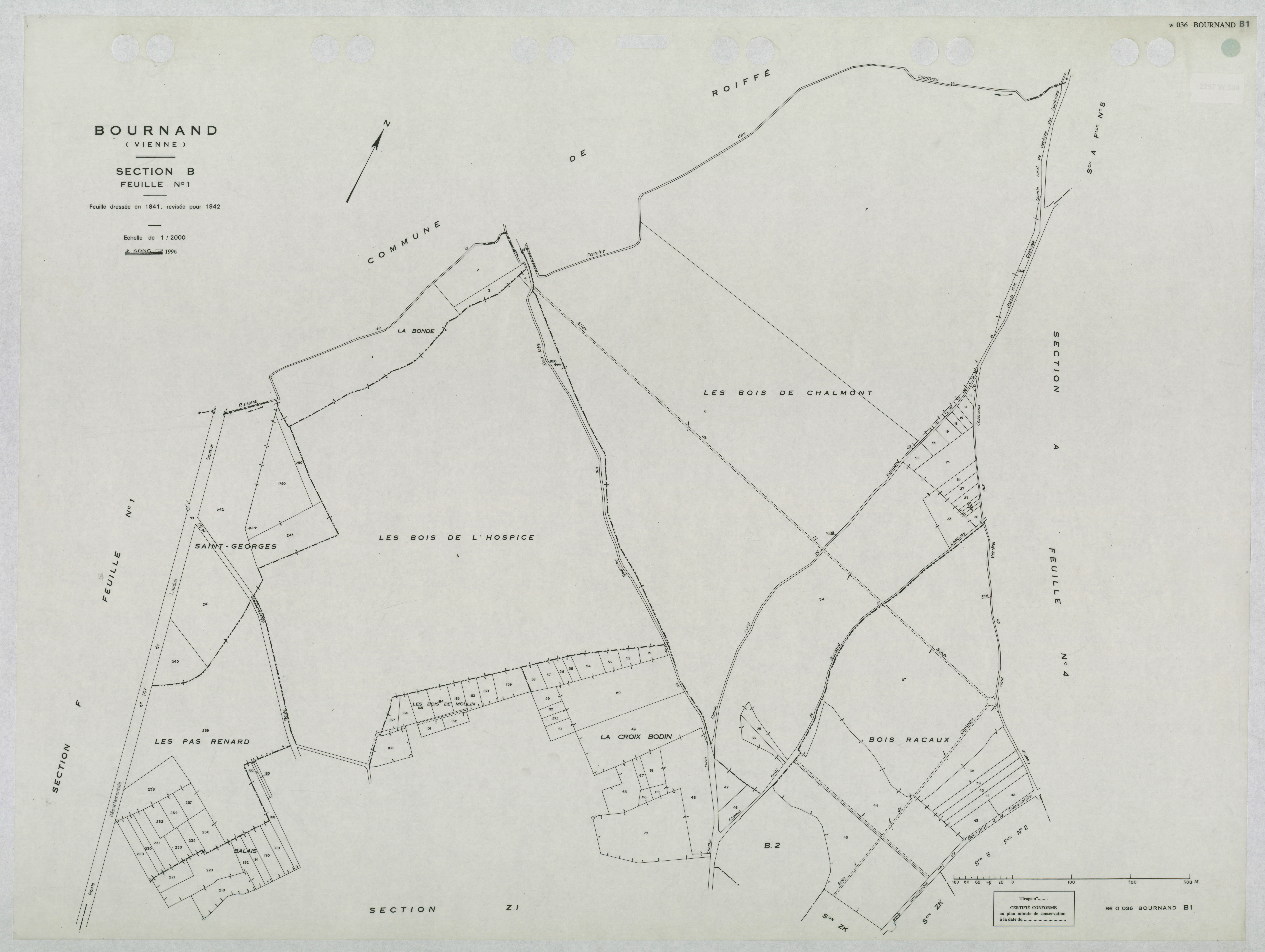 Bournand - FRAD086_cadastre Plans mis à jour 