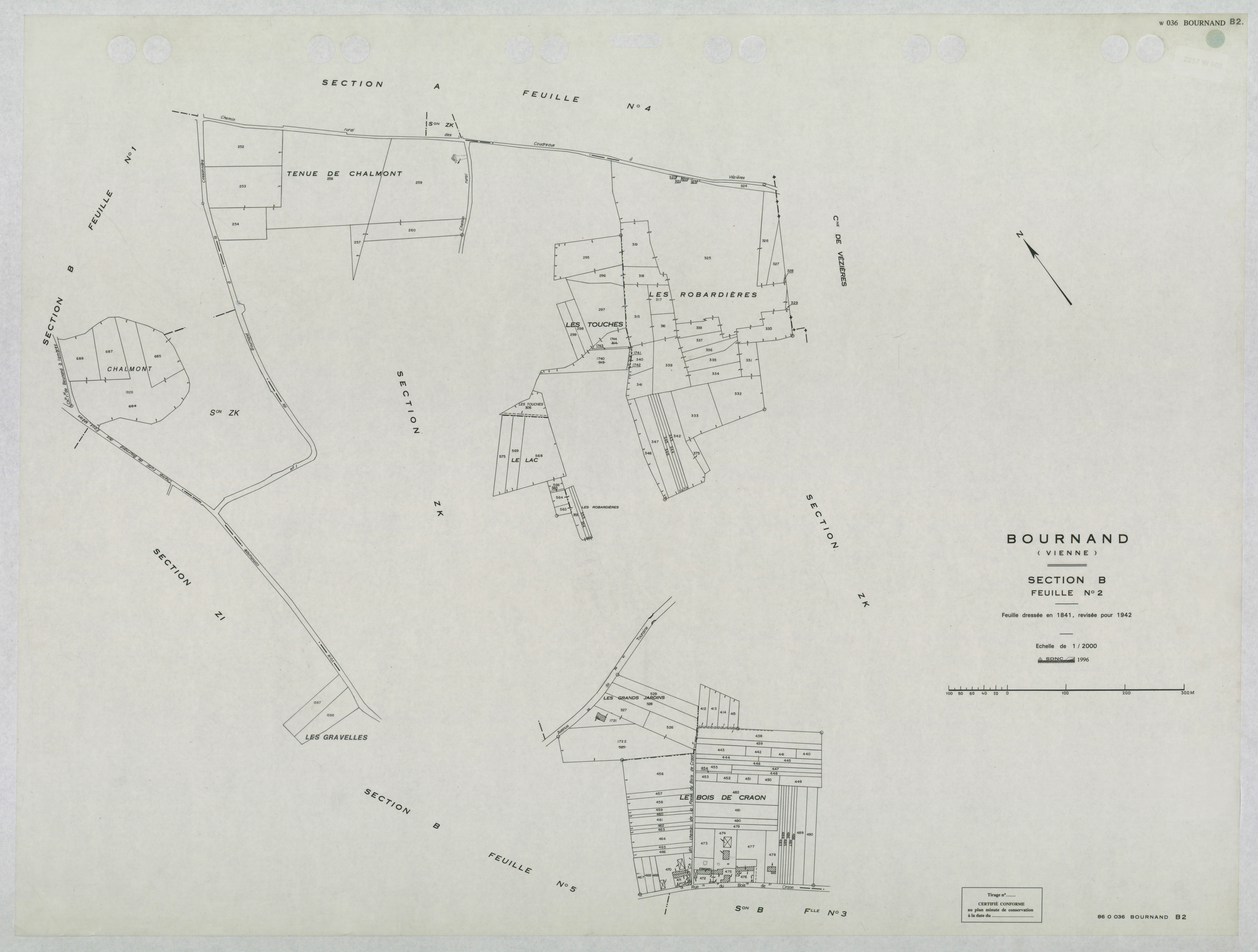 Bournand - FRAD086_cadastre Plans mis à jour 