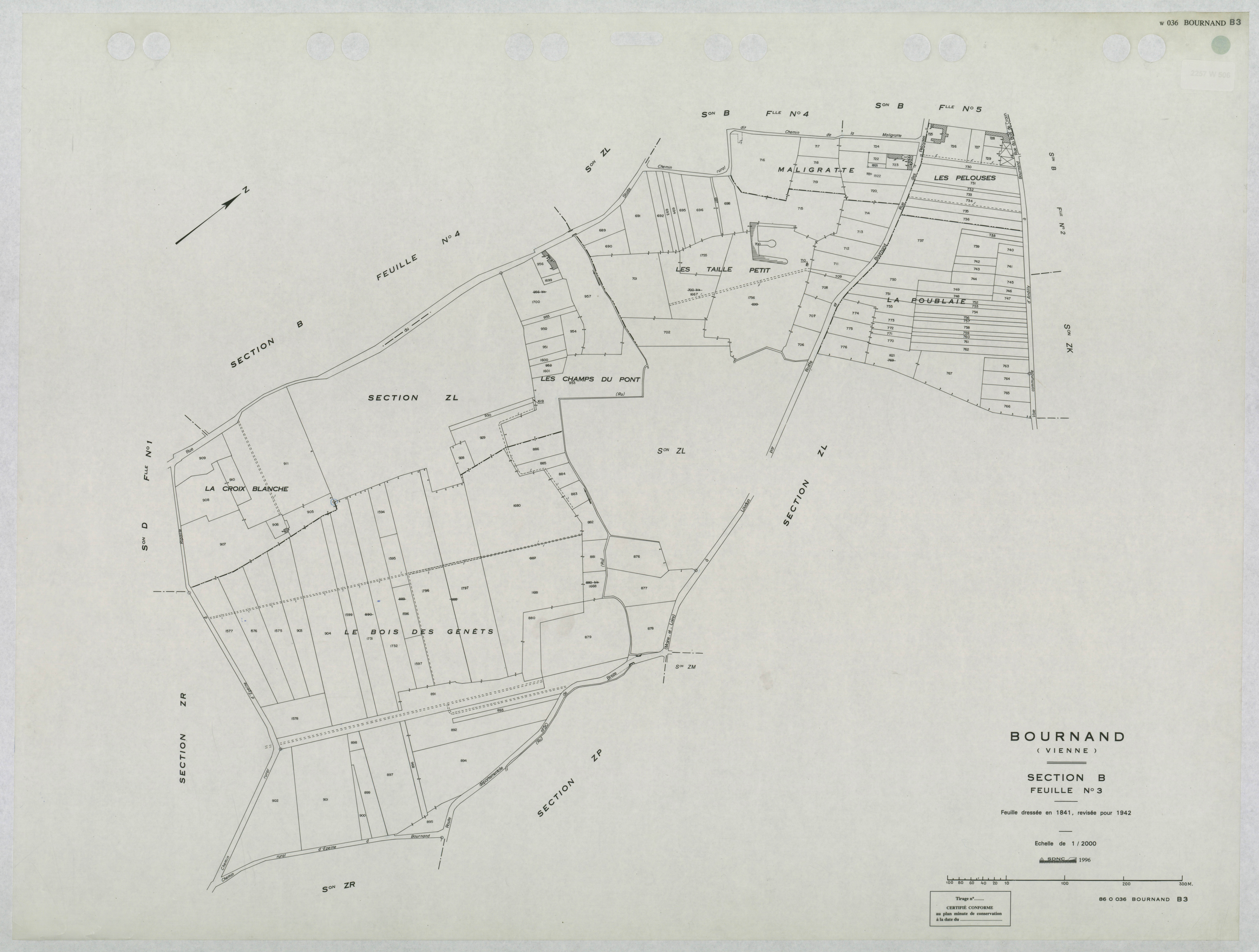 Bournand - FRAD086_cadastre Plans mis à jour 