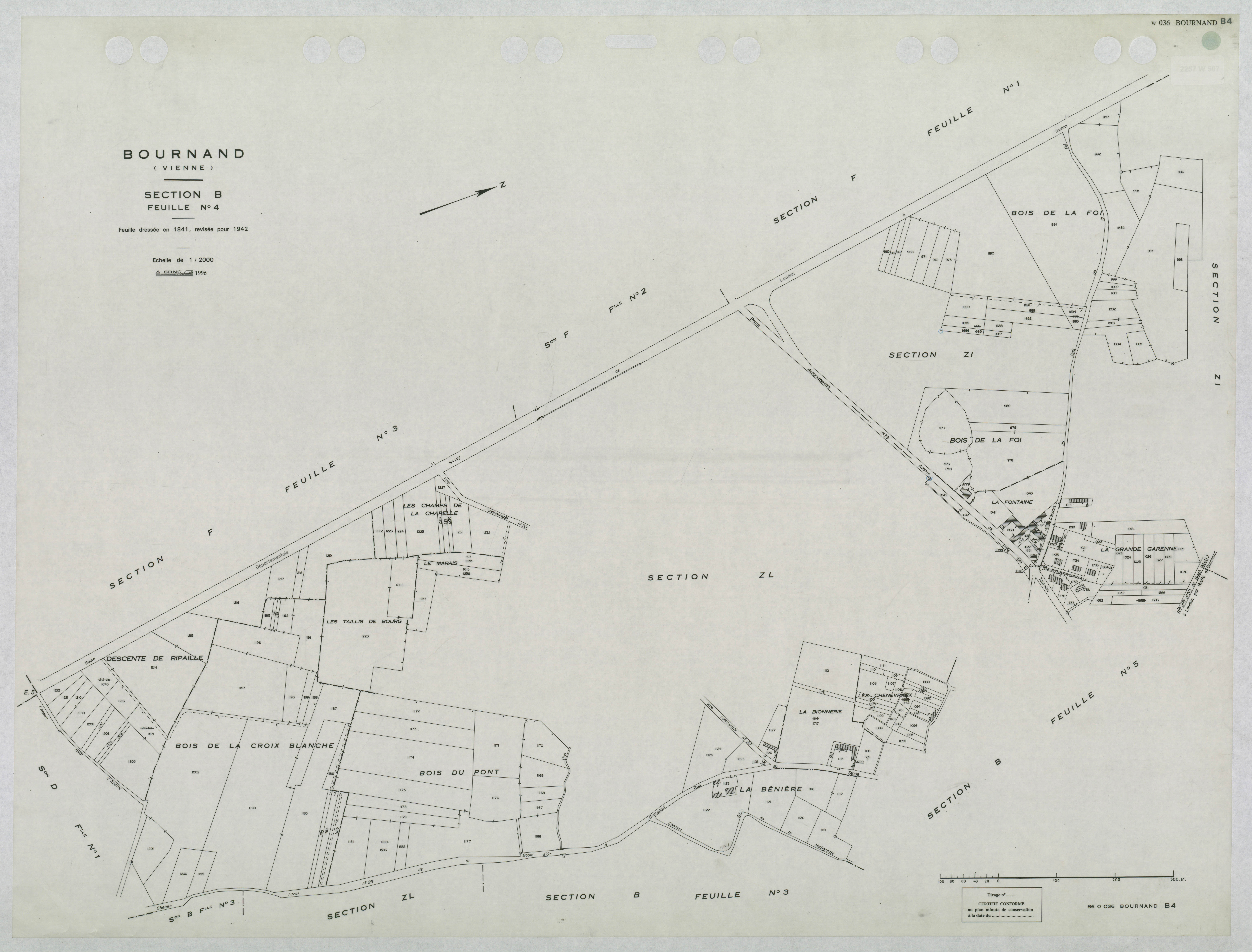 Bournand - FRAD086_cadastre Plans mis à jour 