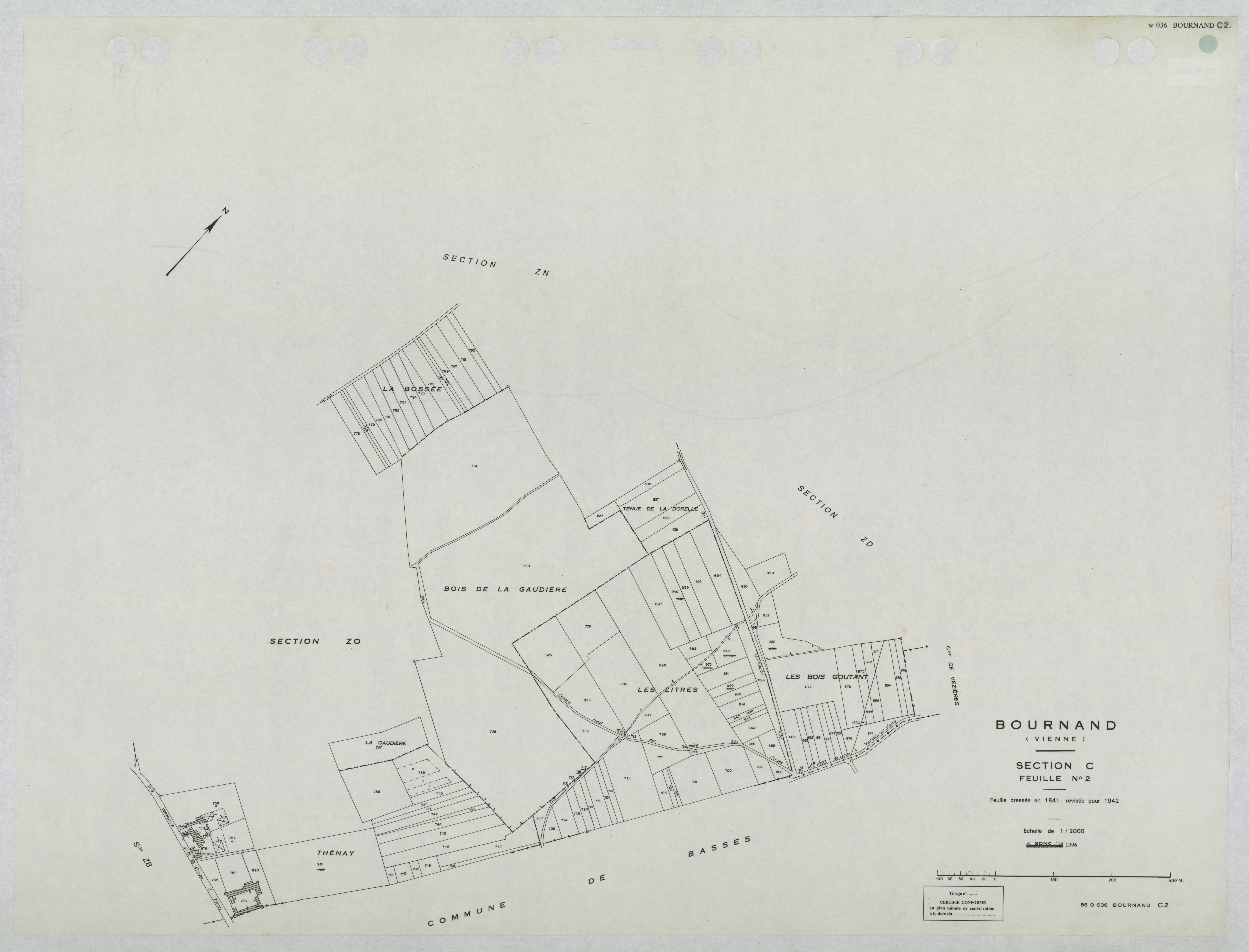 Bournand - FRAD086_cadastre Plans mis à jour 