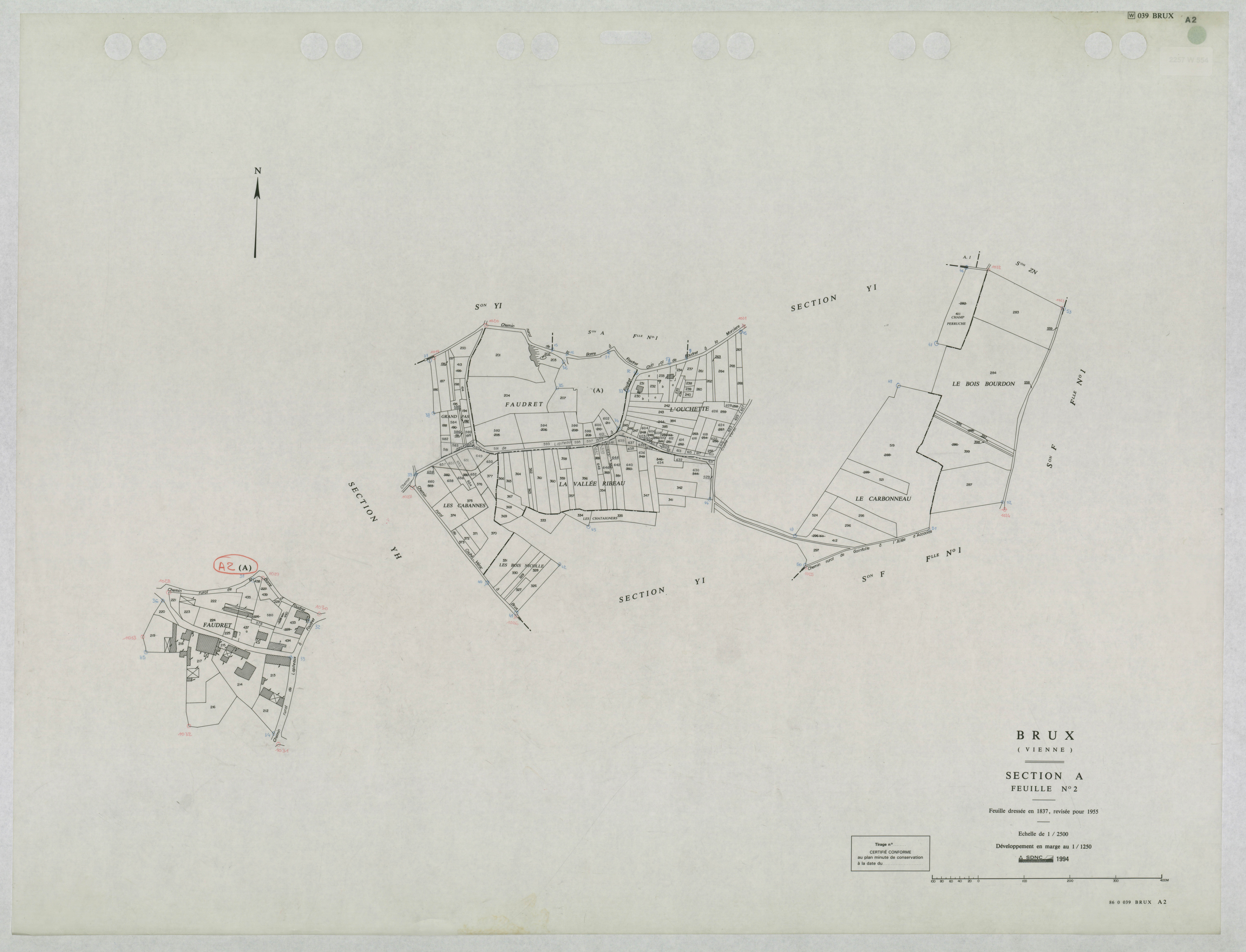 Brux - FRAD086_cadastre Plans mis à jour 