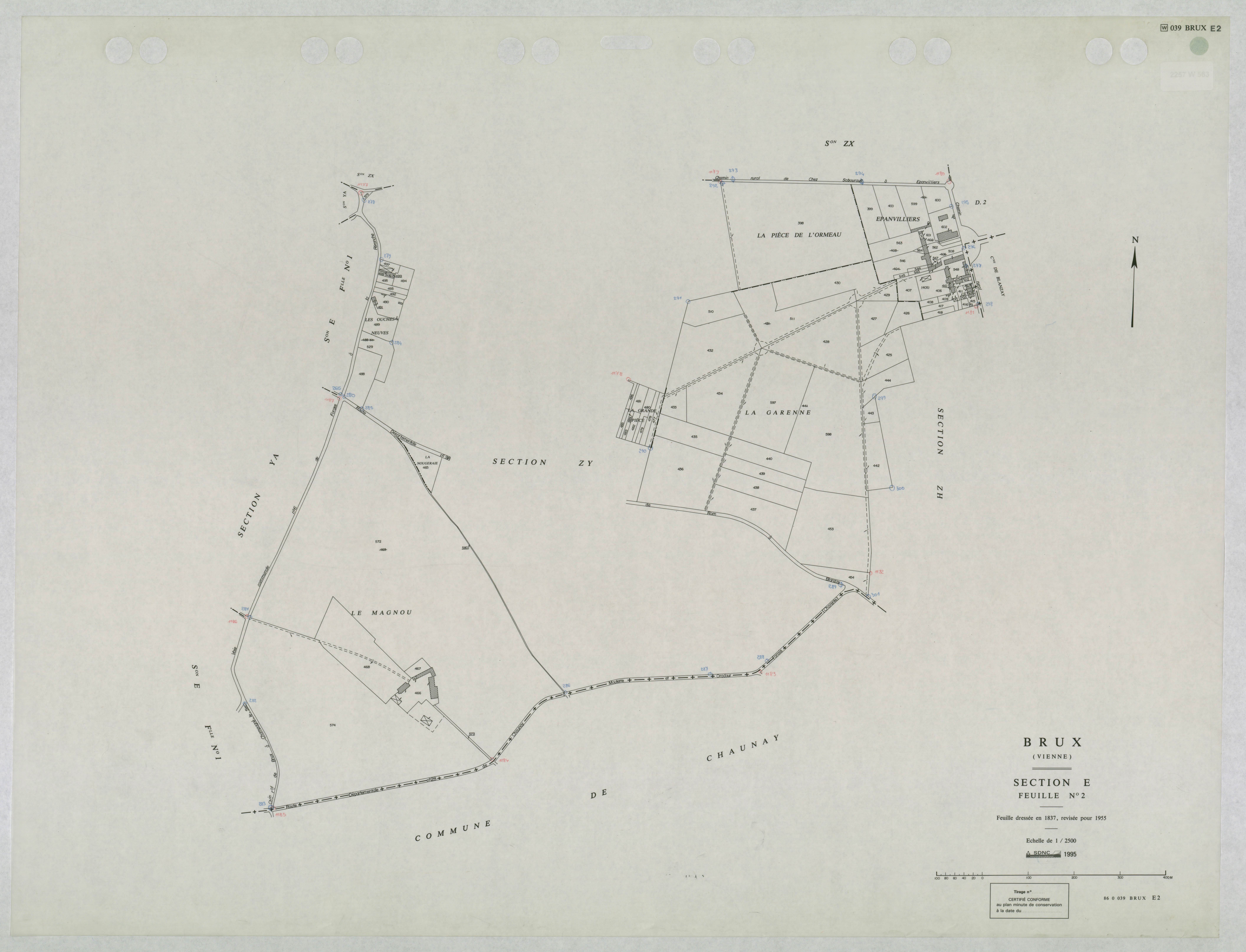 Brux - FRAD086_cadastre Plans mis à jour 