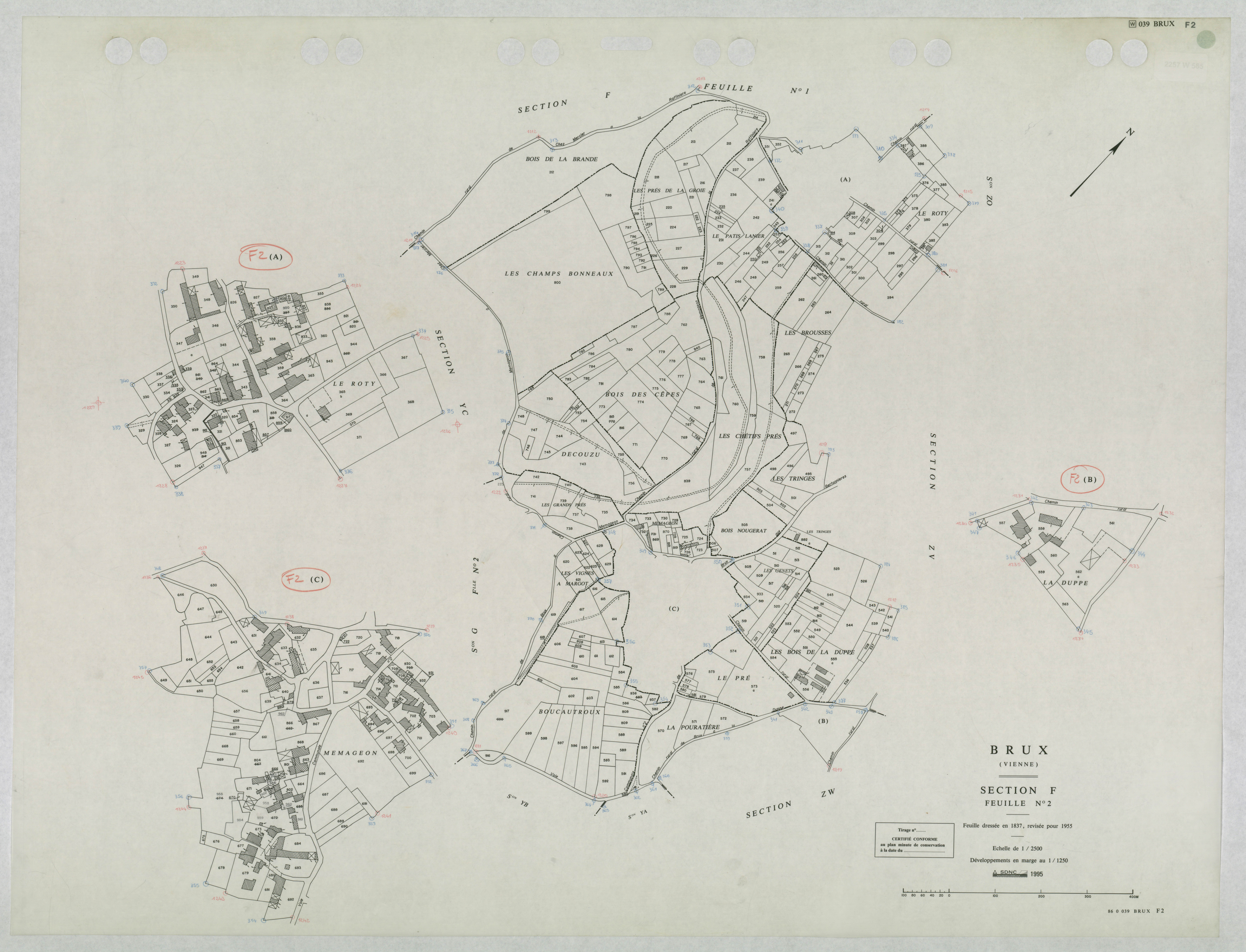 Brux - FRAD086_cadastre Plans mis à jour 