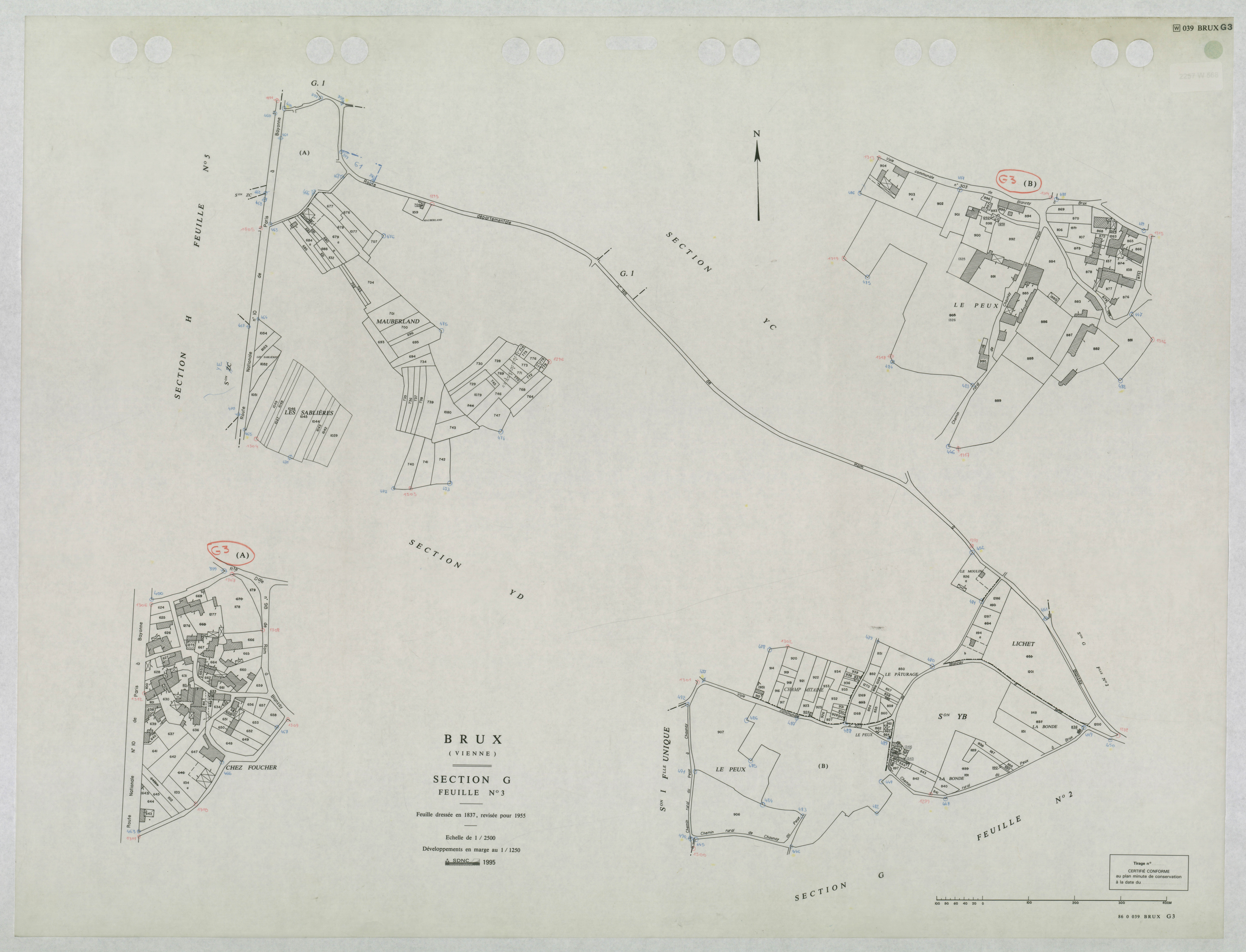 Brux - FRAD086_cadastre Plans mis à jour 