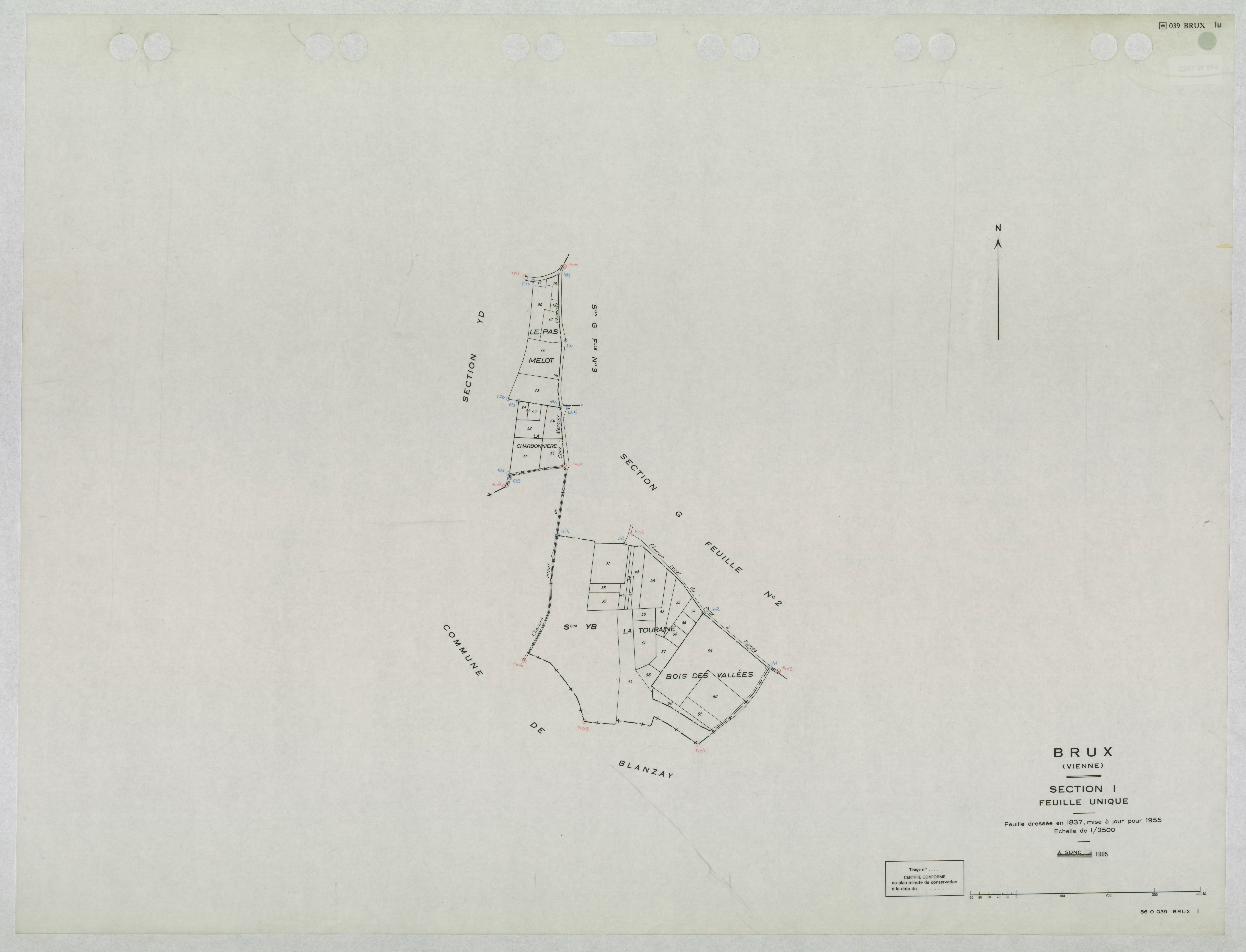 Brux - FRAD086_cadastre Plans mis à jour 