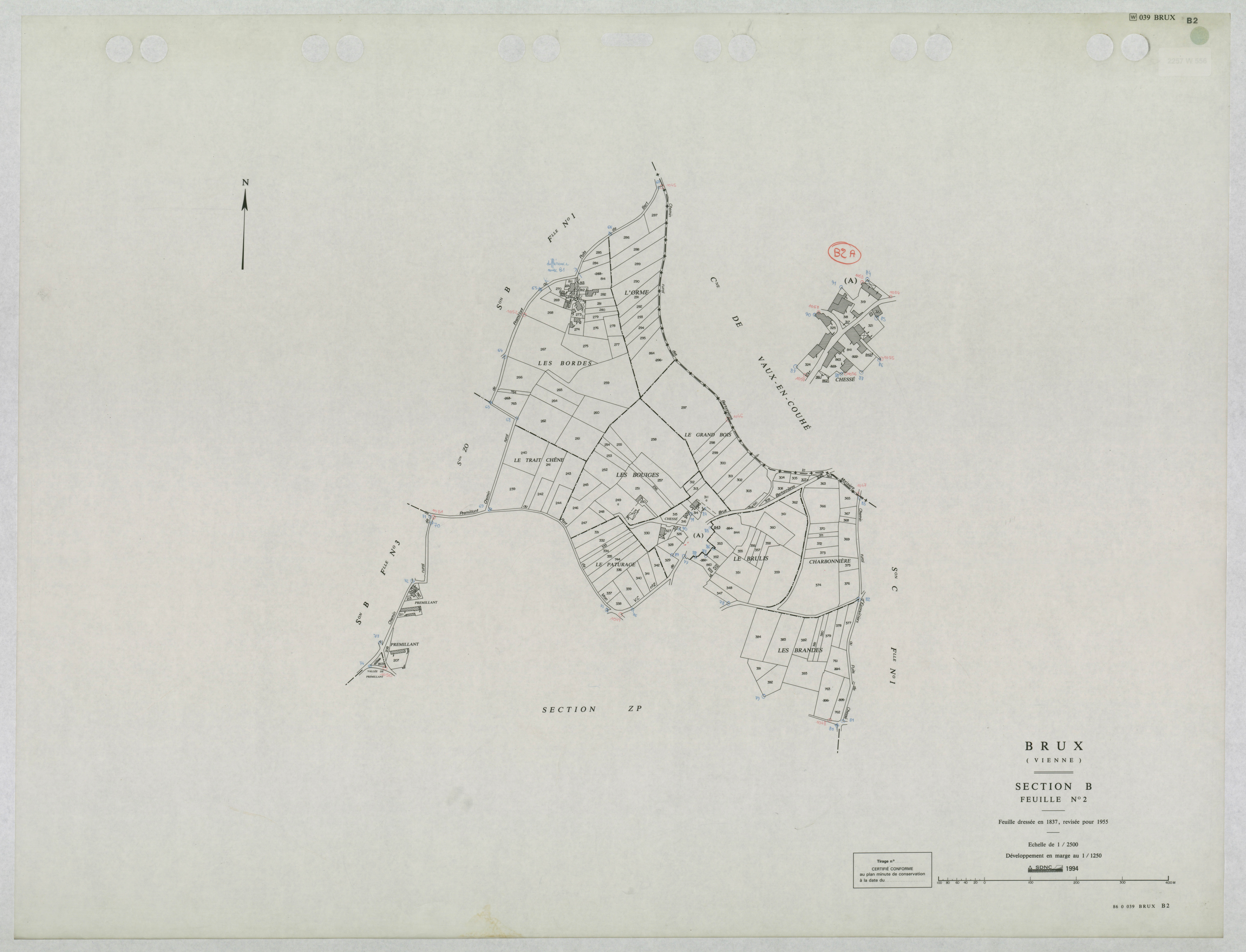 Brux - FRAD086_cadastre Plans mis à jour 