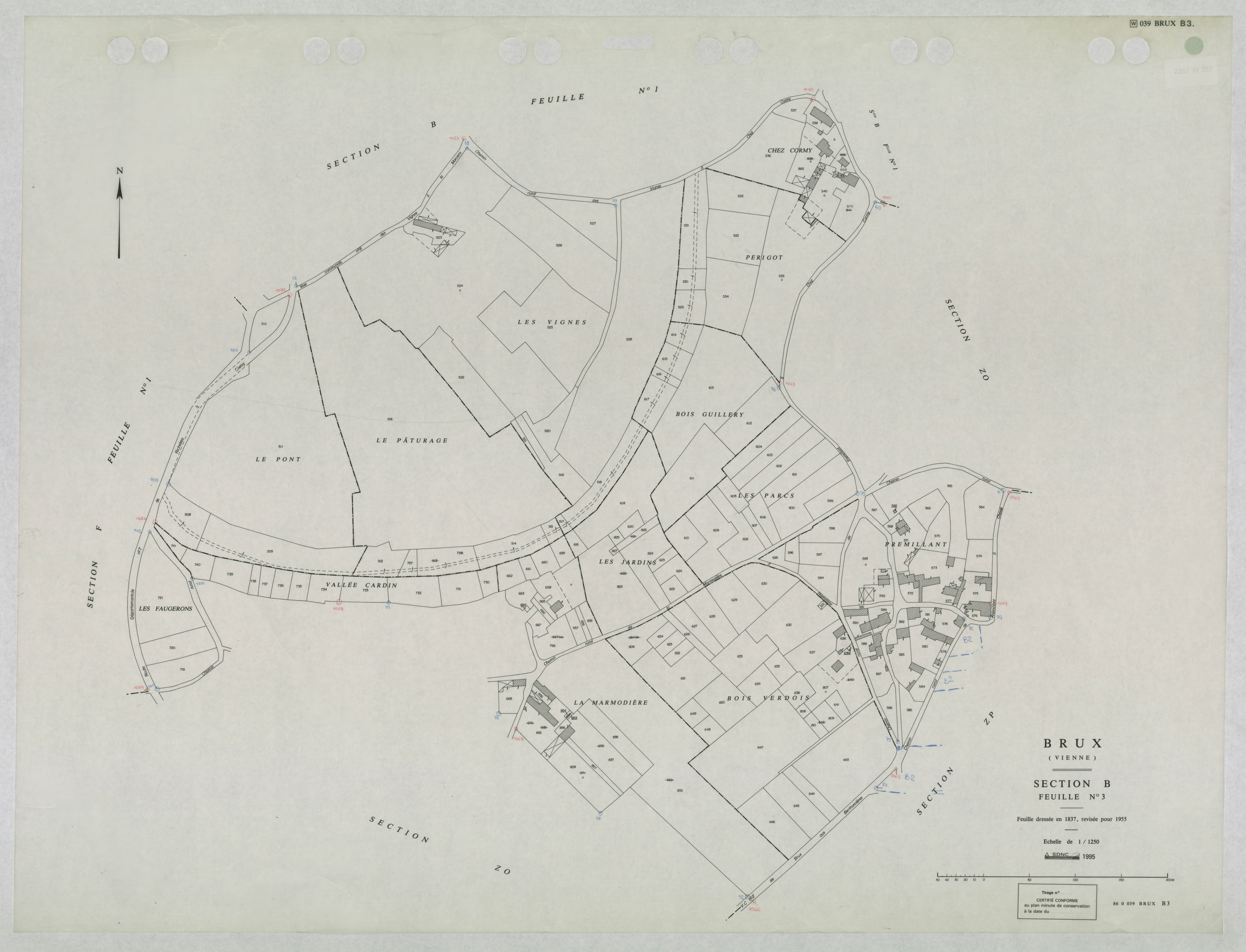 Brux - FRAD086_cadastre Plans mis à jour 