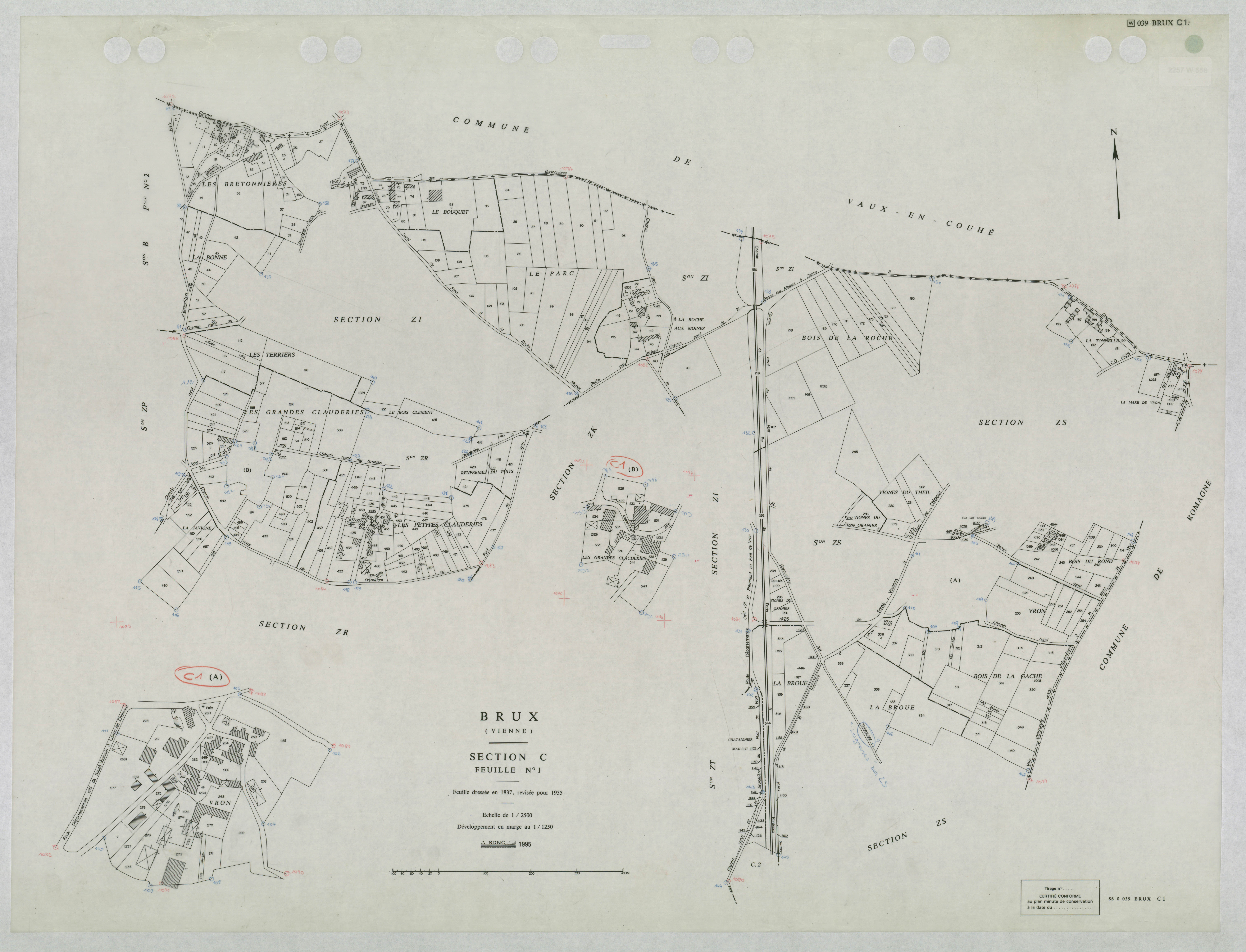 Brux - FRAD086_cadastre Plans mis à jour 
