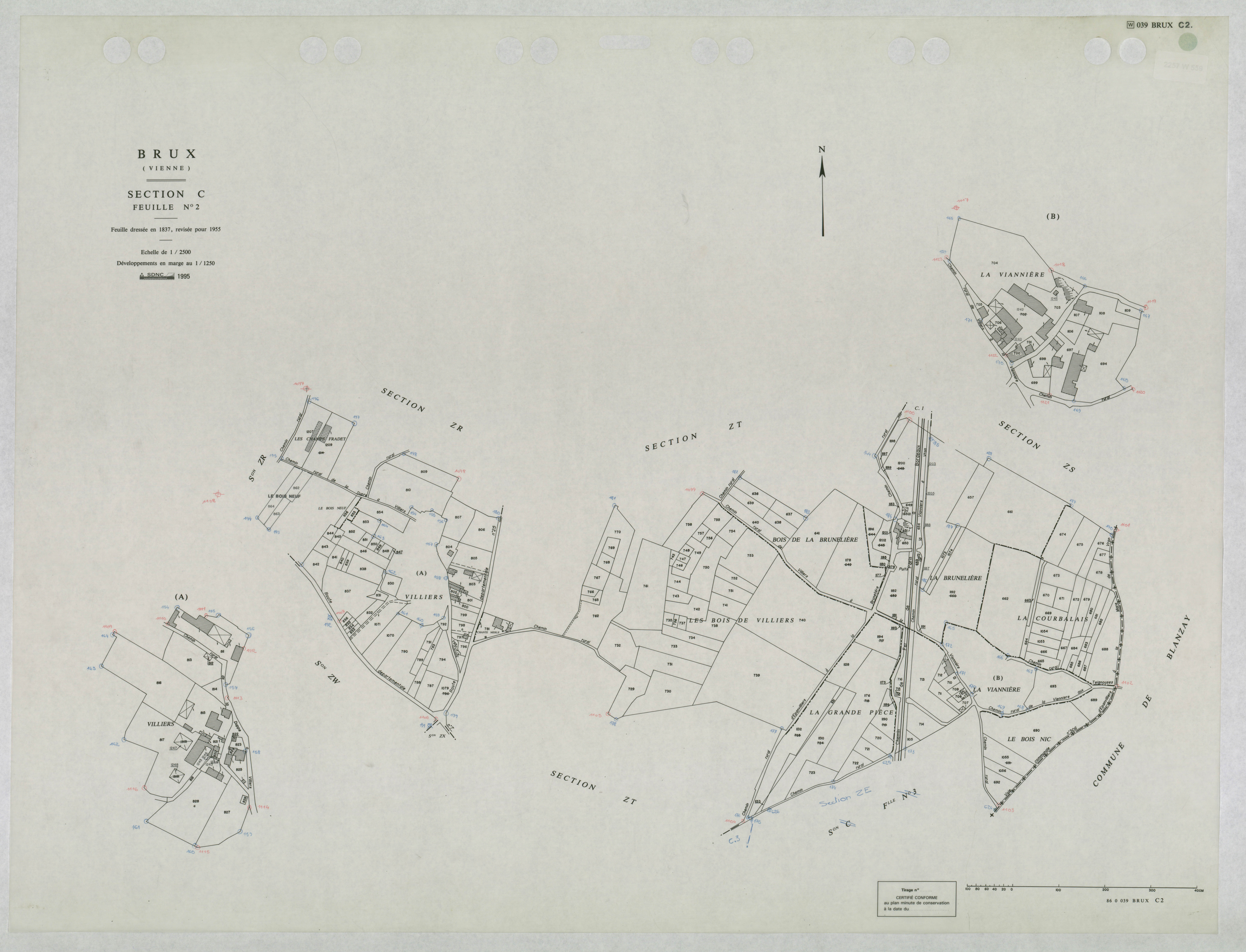Brux - FRAD086_cadastre Plans mis à jour 