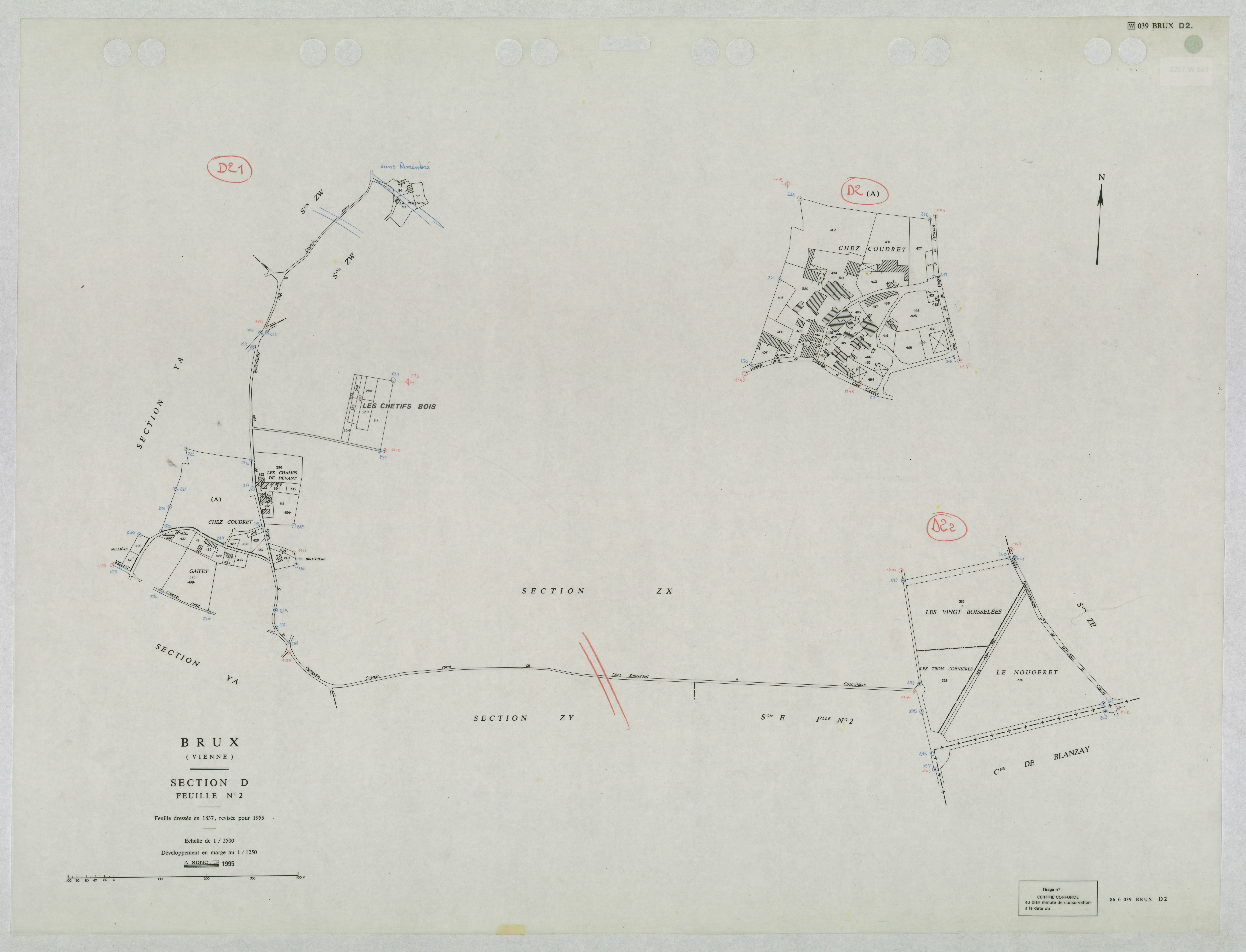 Brux - FRAD086_cadastre Plans mis à jour 