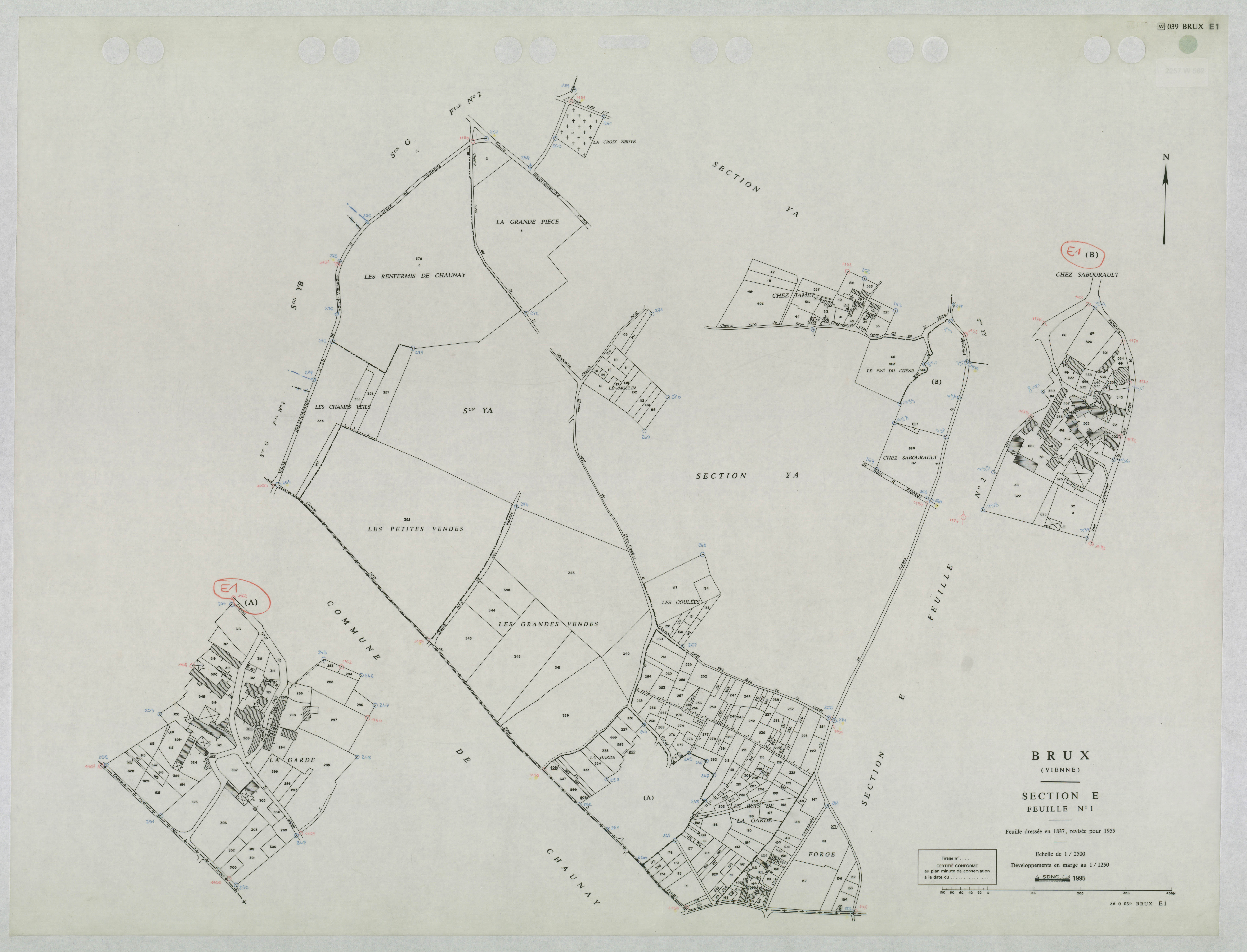 Brux - FRAD086_cadastre Plans mis à jour 