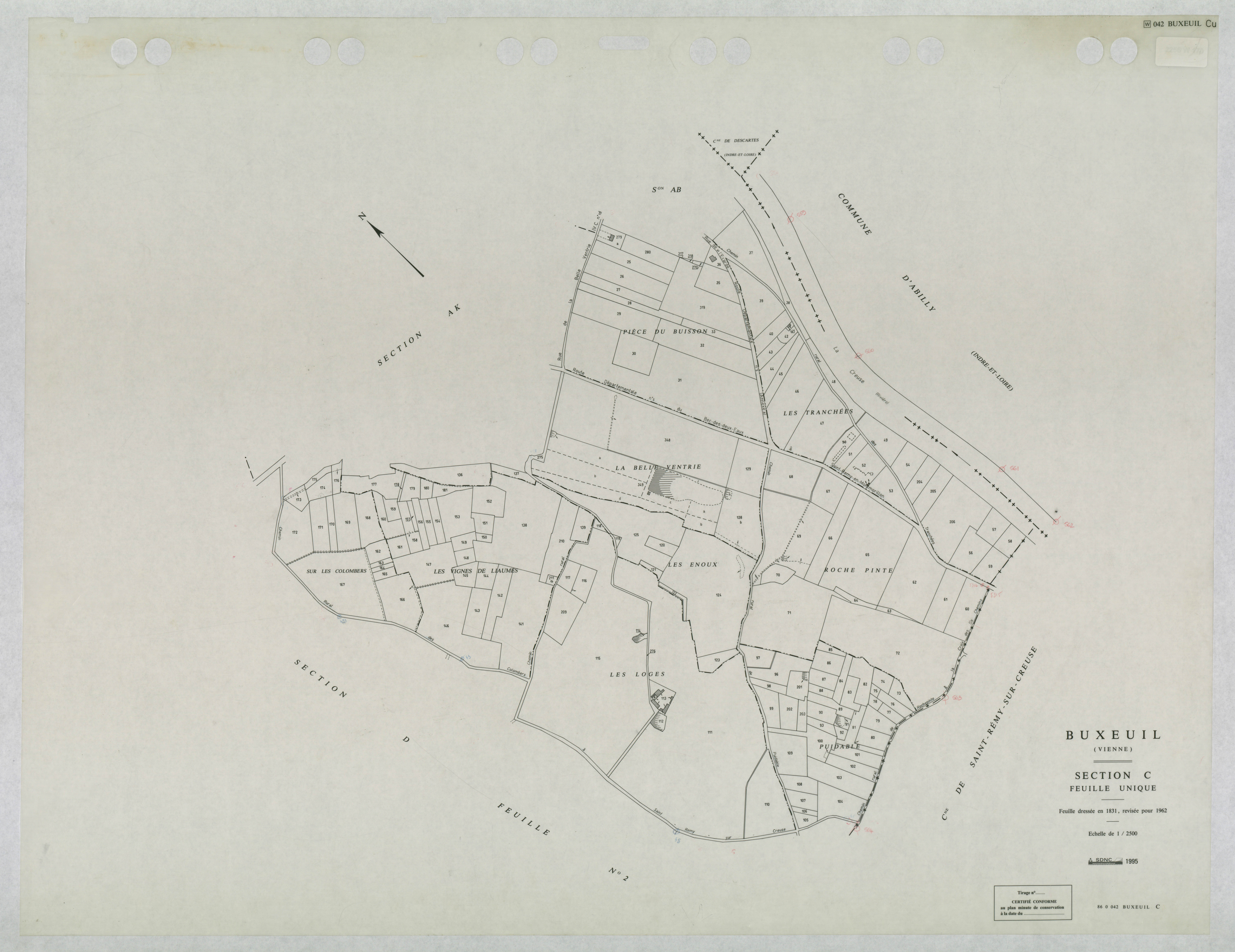 Buxeuil - FRAD086_cadastre Plans mis à jour 