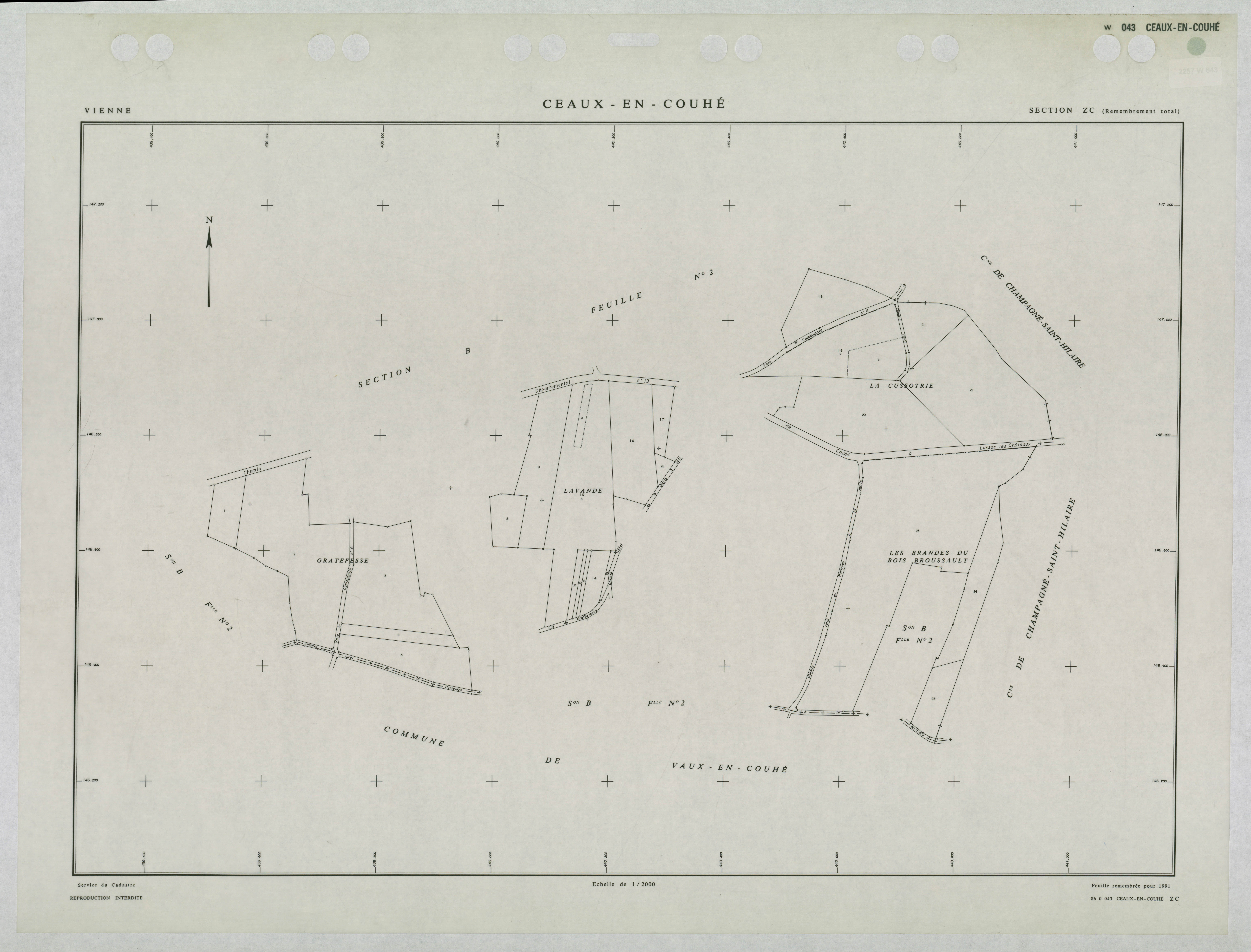 Ceaux-en-Couhé - FRAD086_cadastre Plans remembrés 