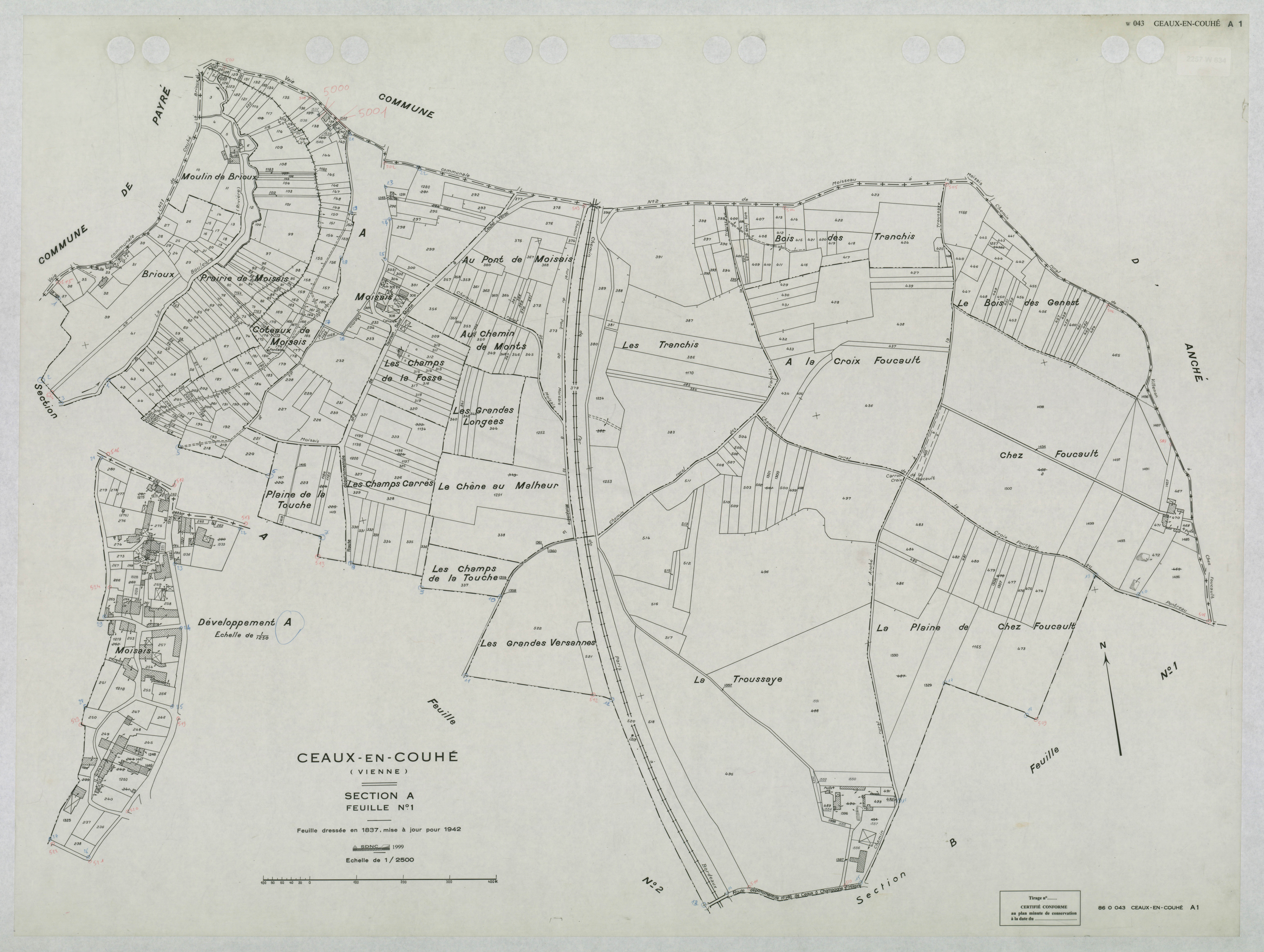 Ceaux-en-Couhé - FRAD086_cadastre Plans mis à jour 
