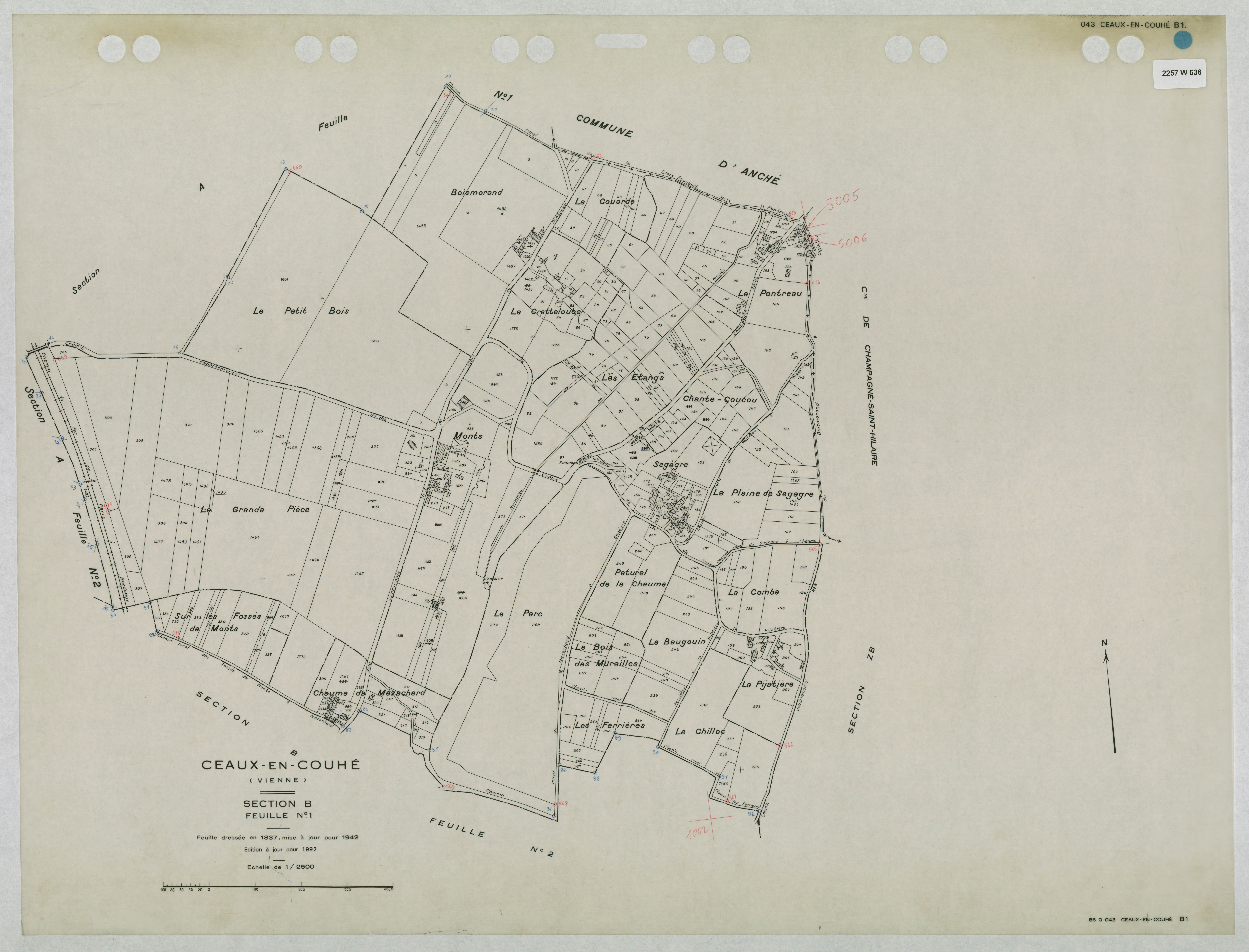 Ceaux-en-Couhé - FRAD086_cadastre Plans mis à jour 