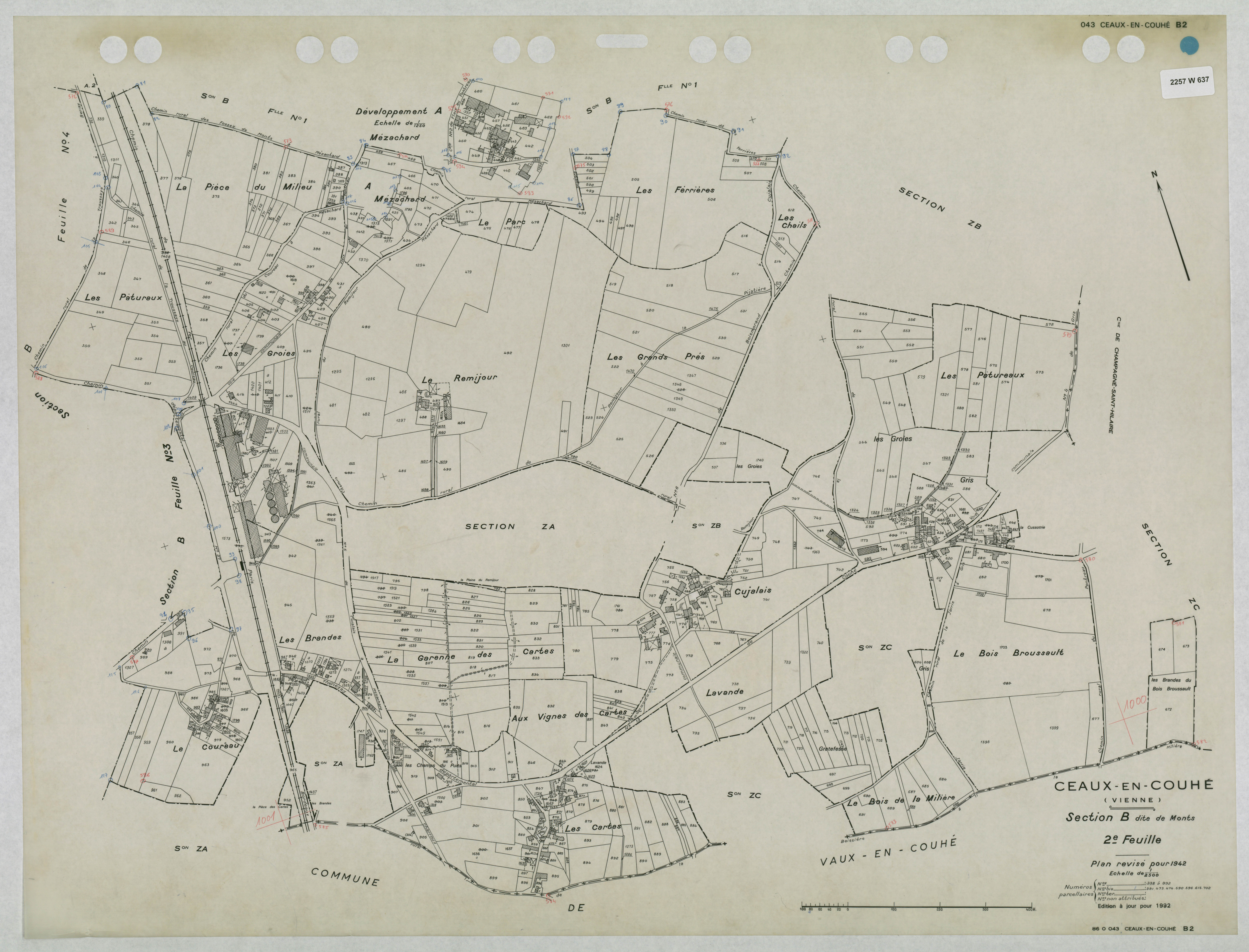 Ceaux-en-Couhé - FRAD086_cadastre Plans mis à jour 