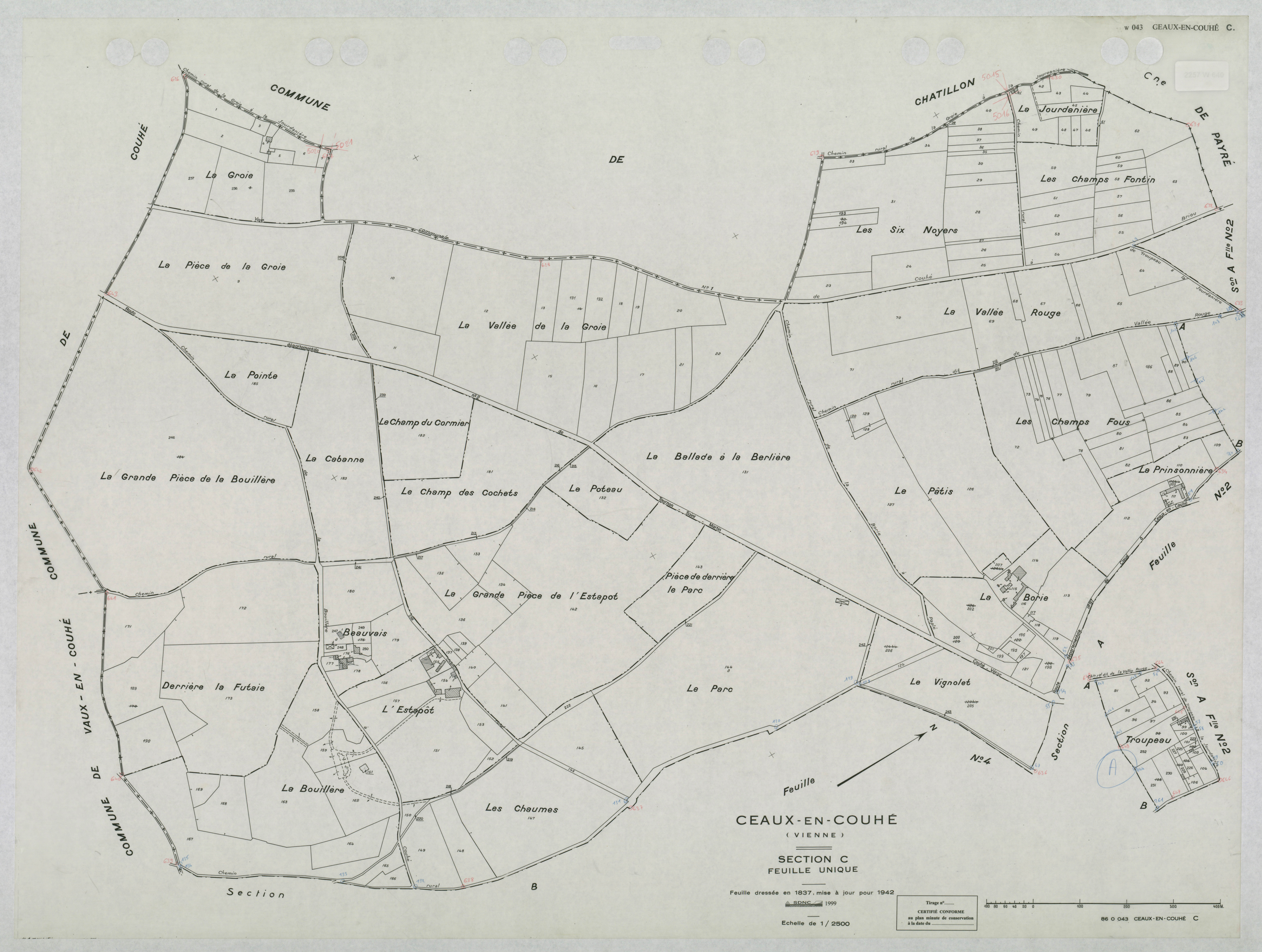 Ceaux-en-Couhé - FRAD086_cadastre Plans mis à jour 