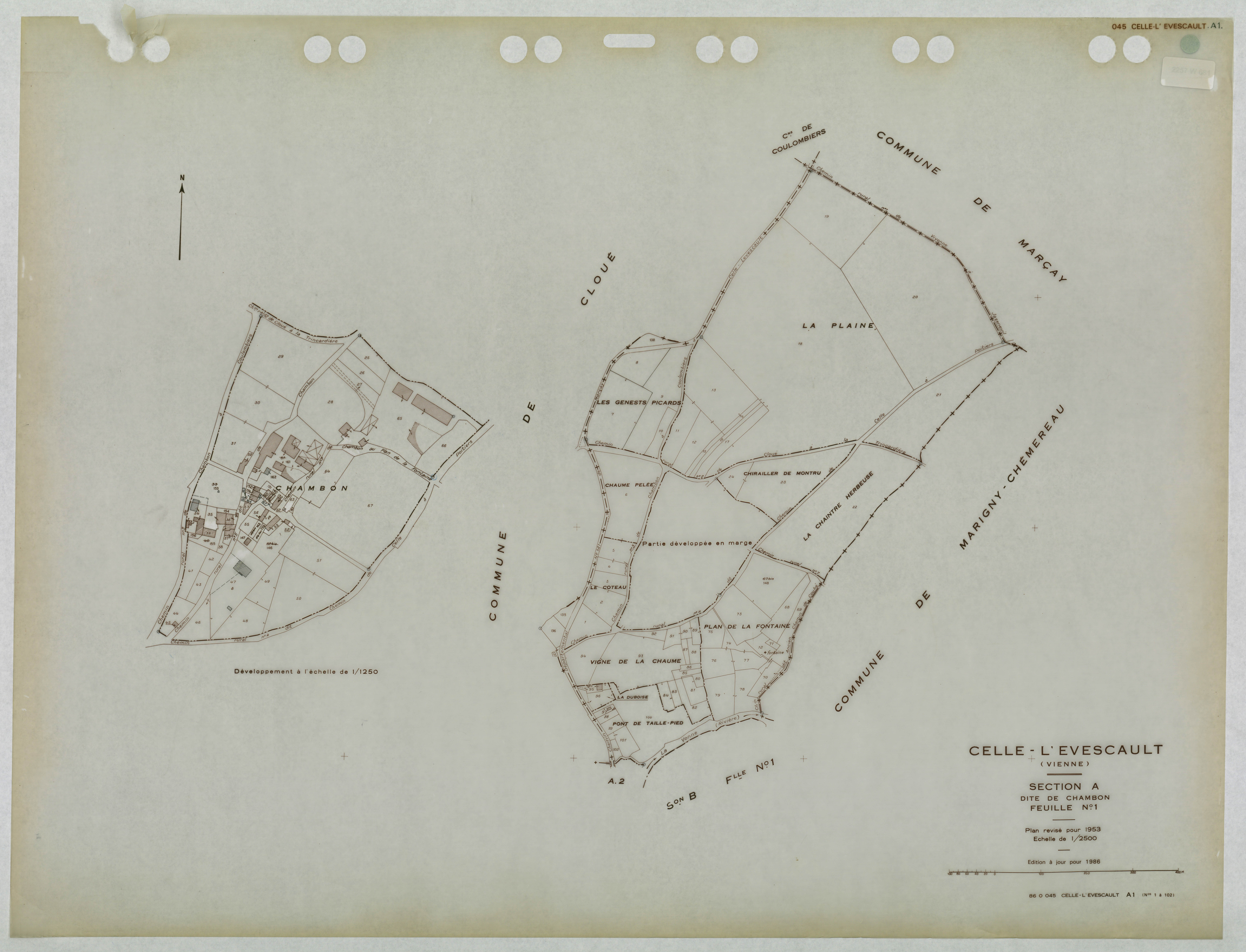Celle-Lévescault - FRAD086_cadastre Plans mis à jour 