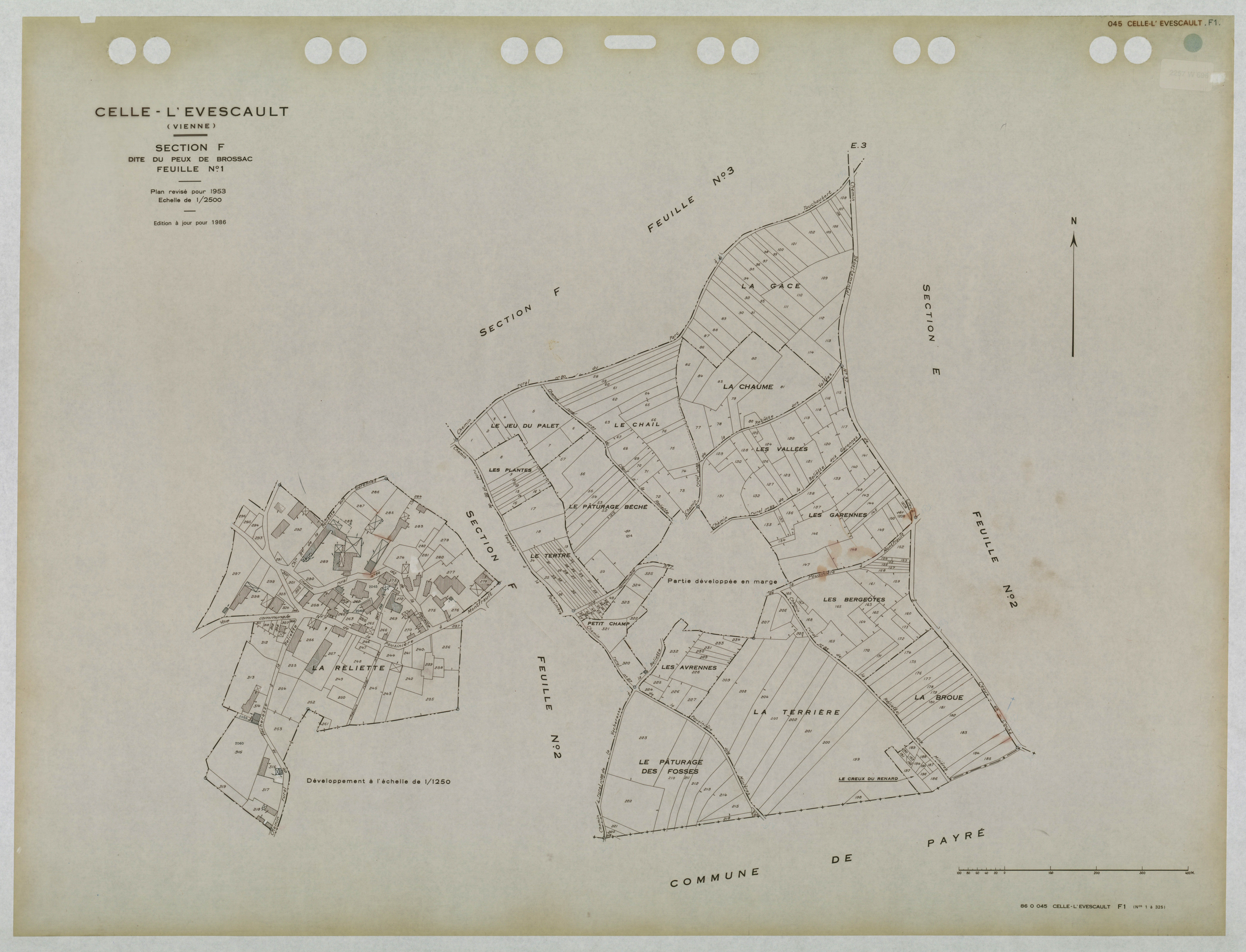 Celle-Lévescault - FRAD086_cadastre Plans mis à jour 