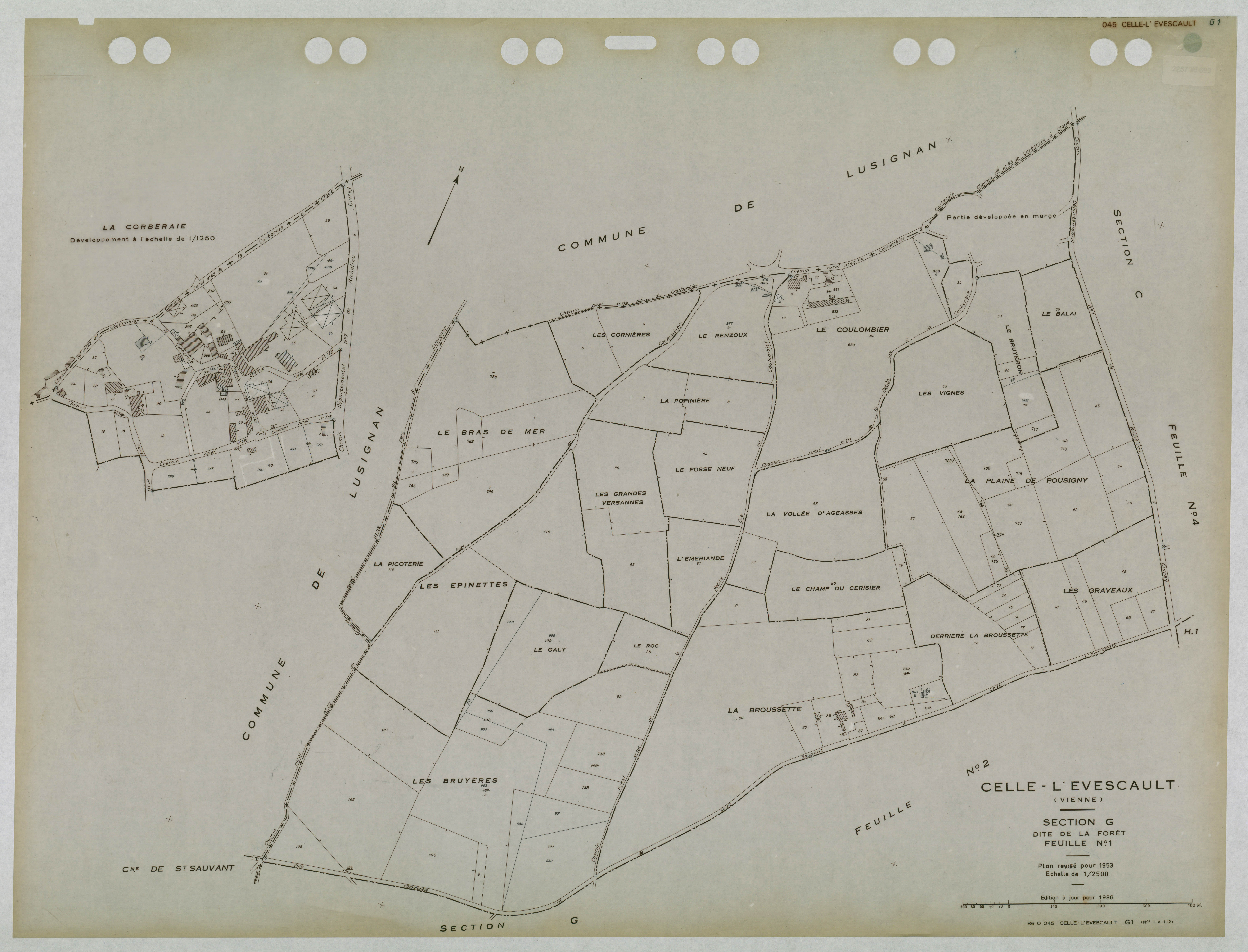 Celle-Lévescault - FRAD086_cadastre Plans mis à jour 