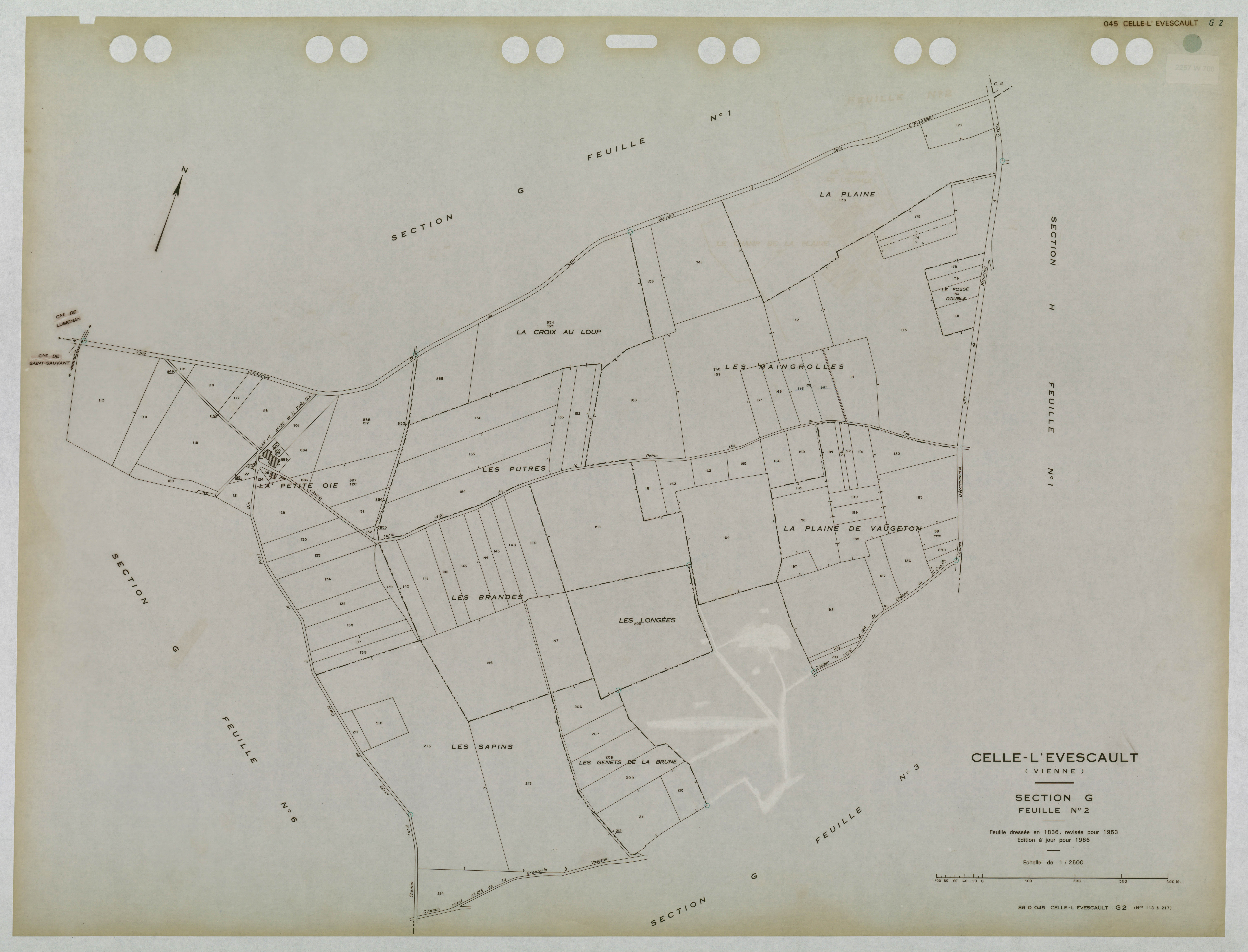Celle-Lévescault - FRAD086_cadastre Plans mis à jour 