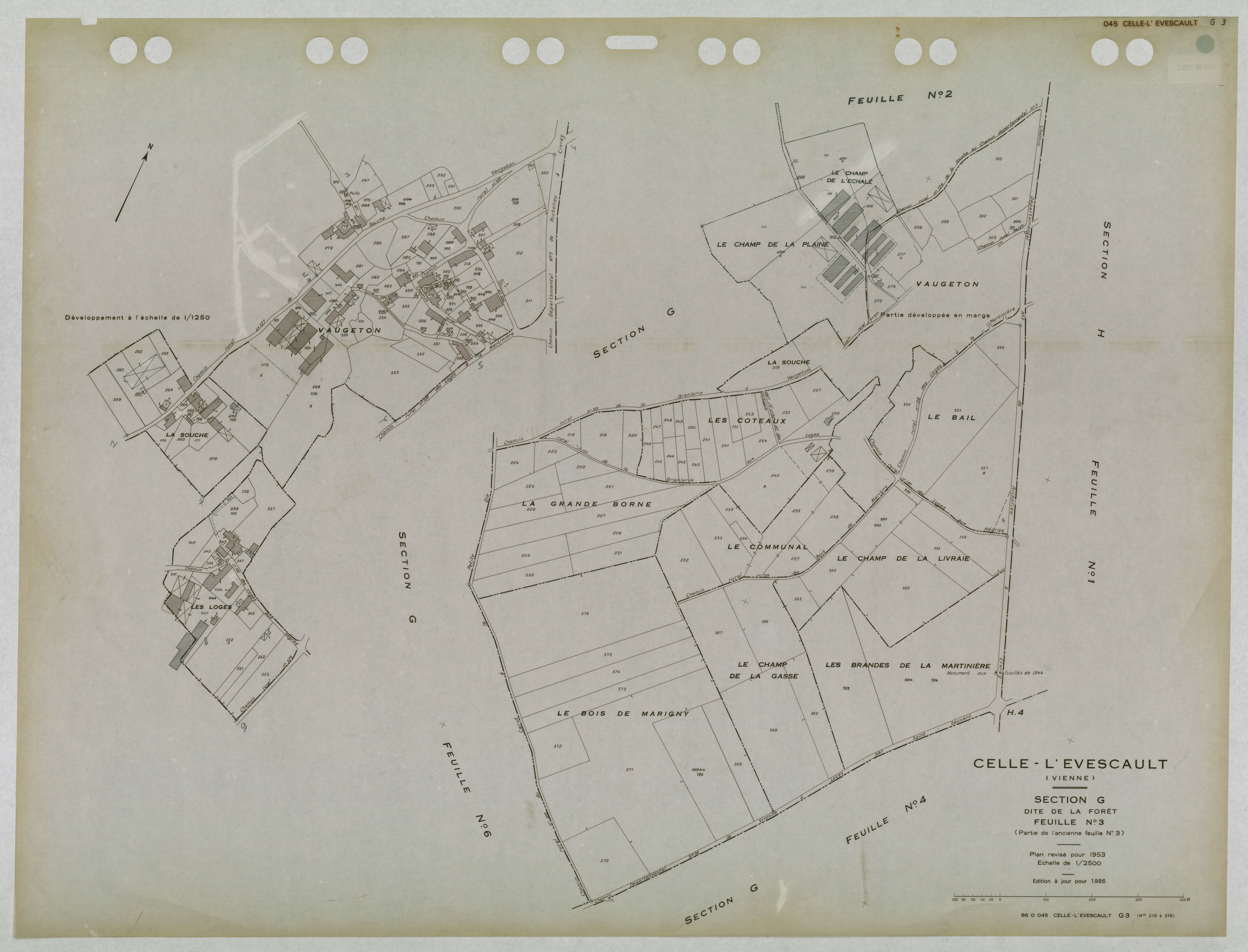 Celle-Lévescault - FRAD086_cadastre Plans mis à jour 