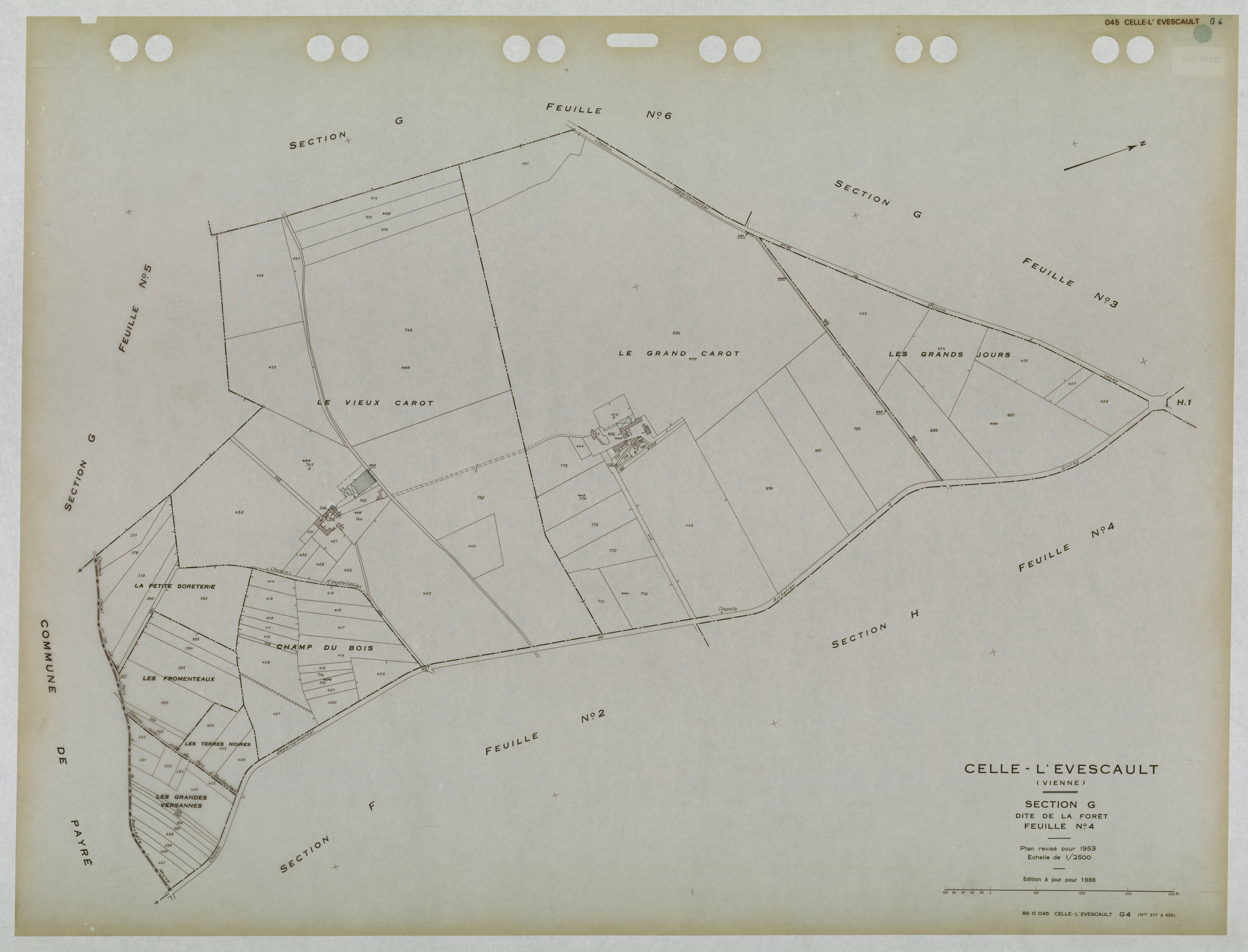Celle-Lévescault - FRAD086_cadastre Plans mis à jour 