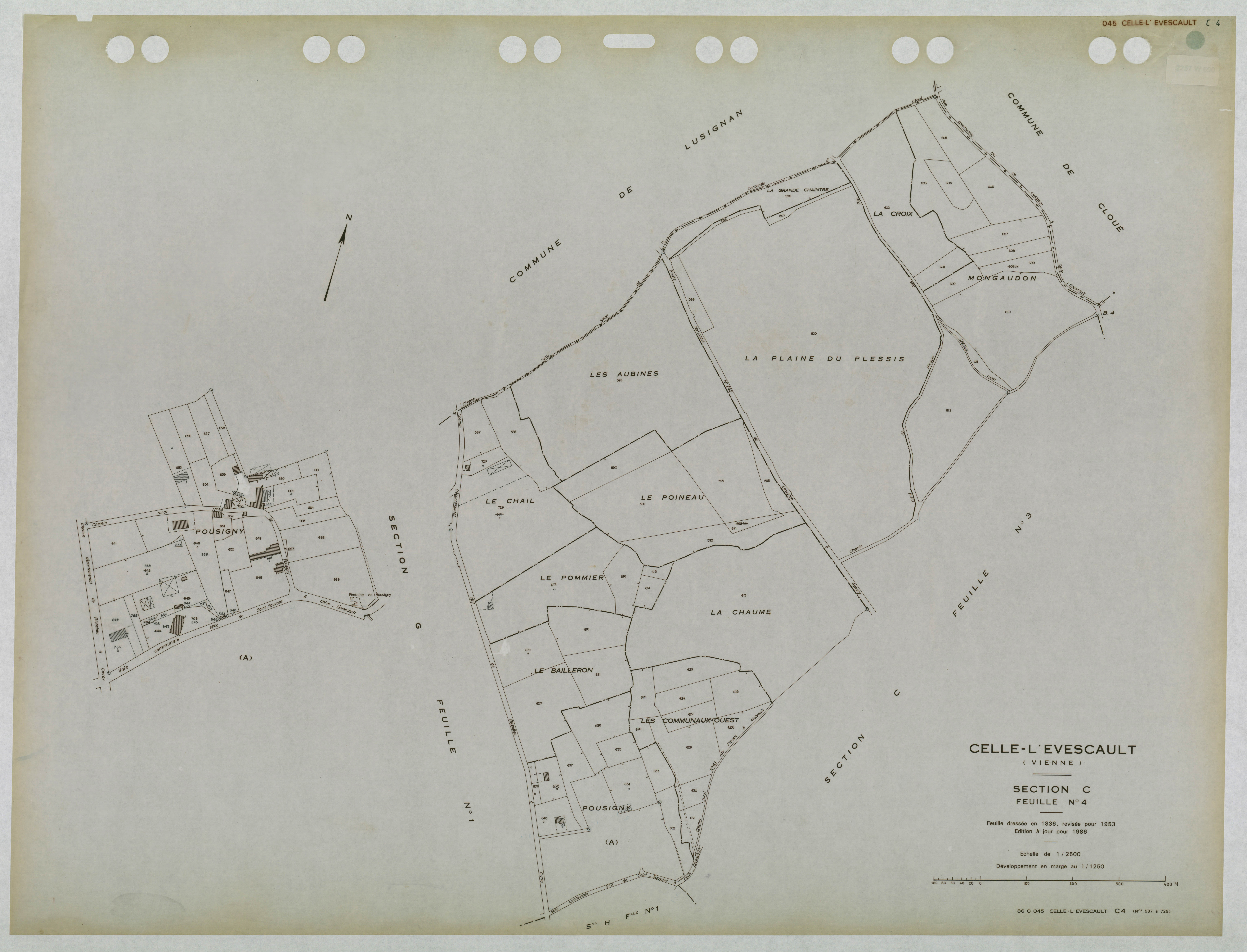 Celle-Lévescault - FRAD086_cadastre Plans mis à jour 